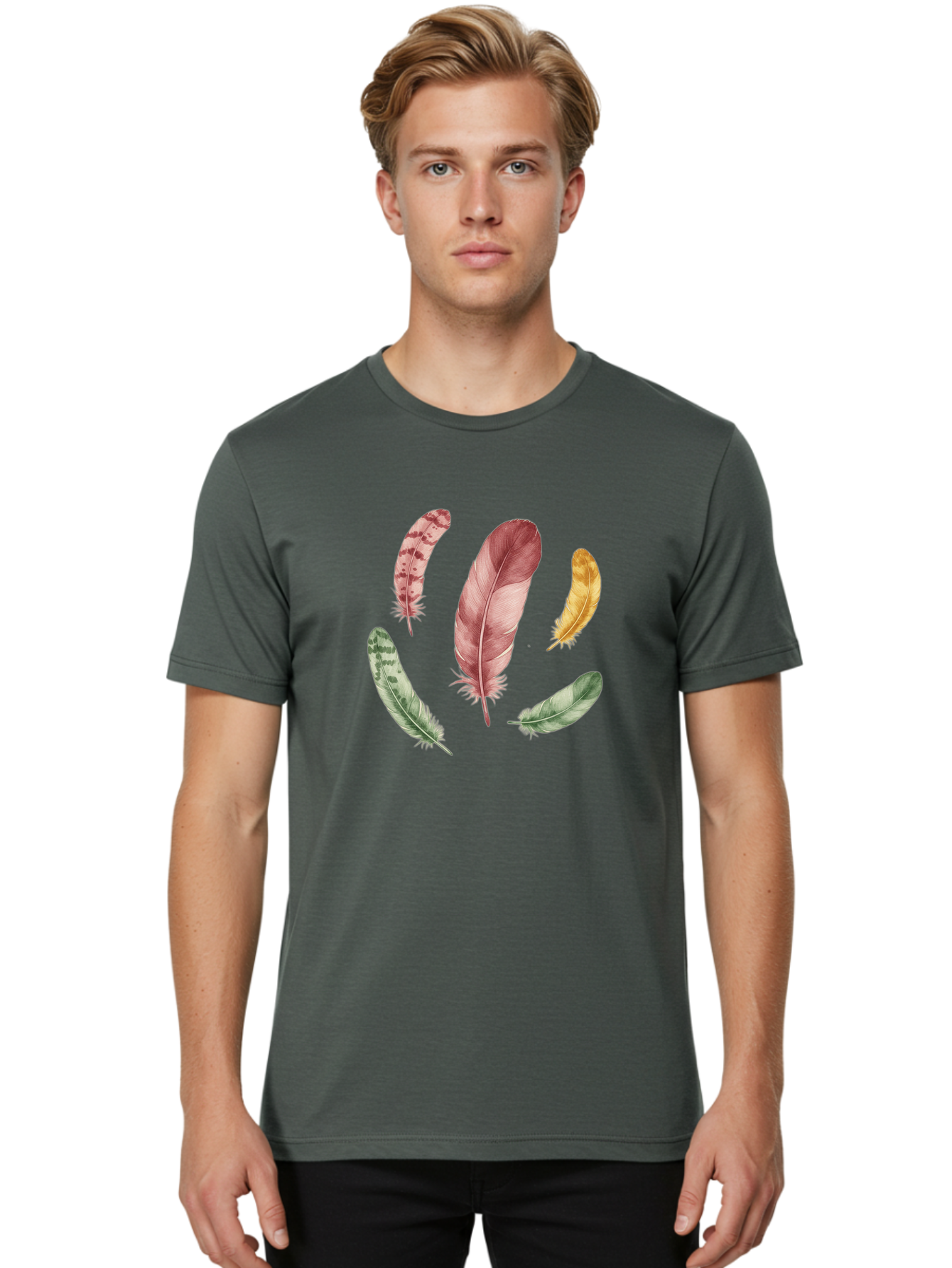Feathers-12 Men'S Graphic Tee, 100% Cotton, Comfortable Casual Summer Wear, Machine Washable, Vintage Camera, Old Camera, Antique Camera, Black Camera, Classic Photography, Photography Equipment, Nostalgic Device, Film Camera, Camera Art Bai815