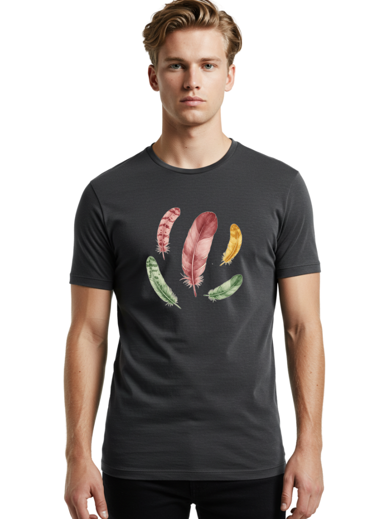 Feathers-12 Men'S Graphic Tee, 100% Cotton, Comfortable Casual Summer Wear, Machine Washable, Vintage Camera, Old Camera, Antique Camera, Black Camera, Classic Photography, Photography Equipment, Nostalgic Device, Film Camera, Camera Art Bai815