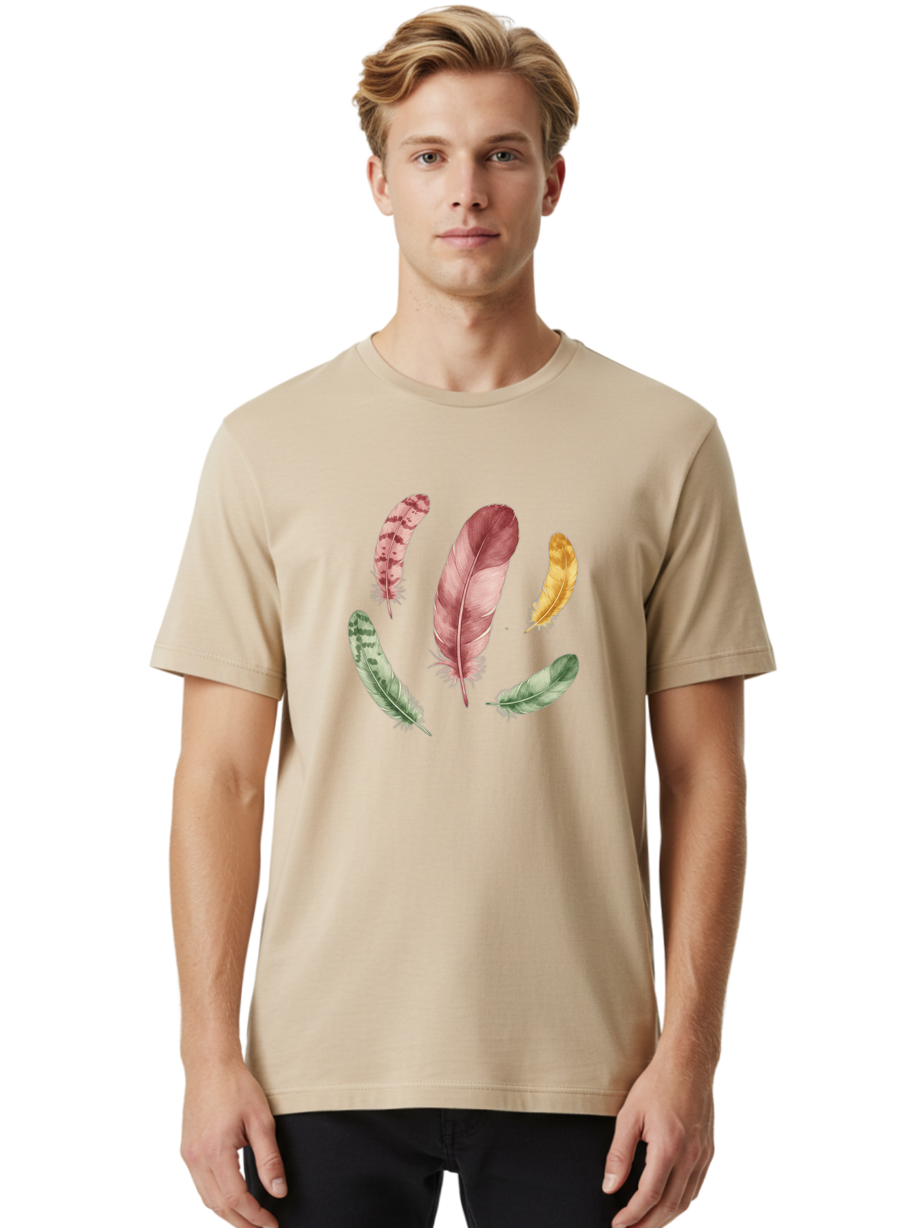 Feathers-12 Men'S Graphic Tee, 100% Cotton, Comfortable Casual Summer Wear, Machine Washable, Vintage Camera, Old Camera, Antique Camera, Black Camera, Classic Photography, Photography Equipment, Nostalgic Device, Film Camera, Camera Art Bai815