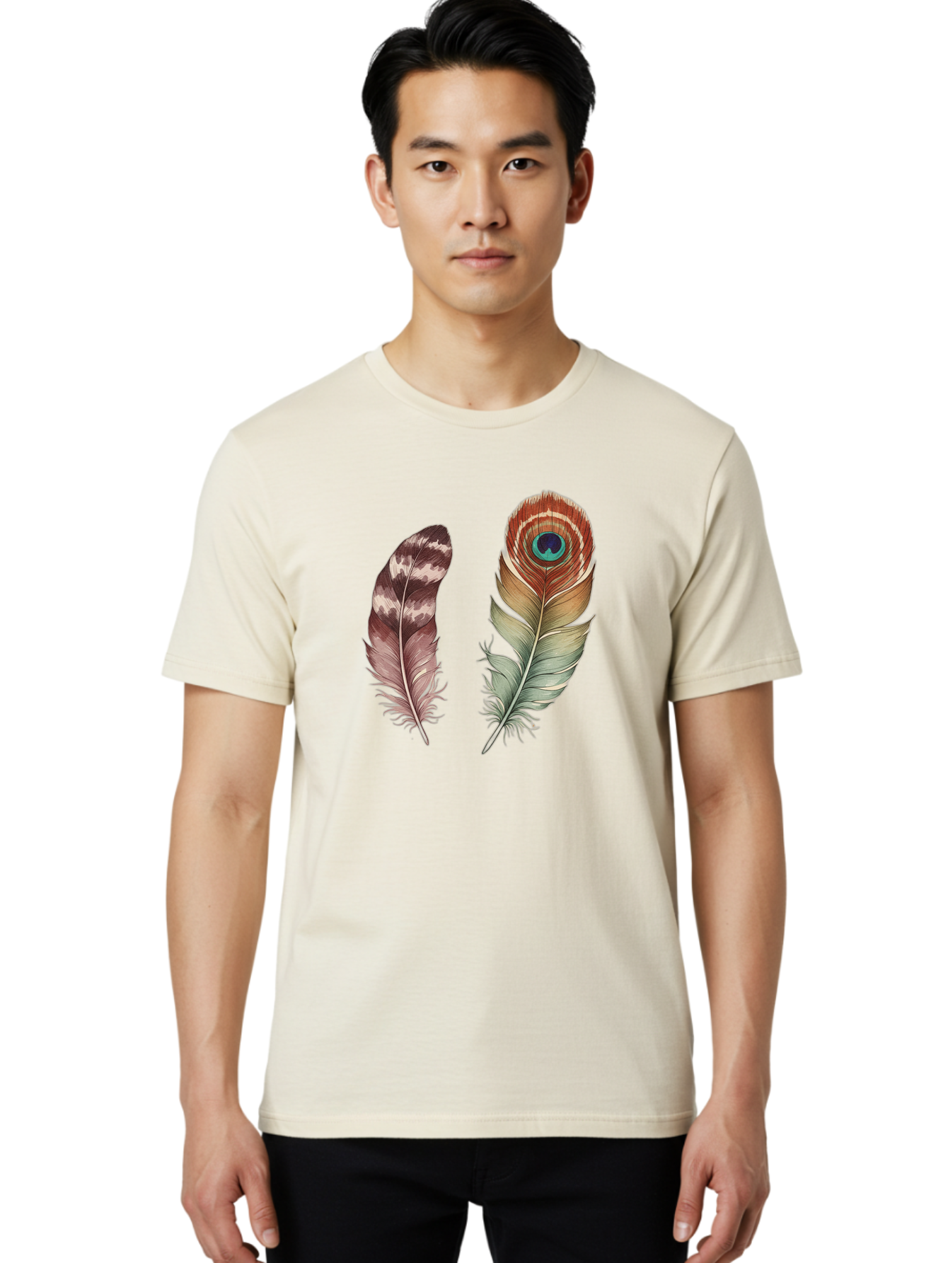 Feathers-13 Men'S Graphic Tee, 100% Cotton, Comfortable Casual Summer Wear, Machine Washable, Vintage Camera, Old Camera, Antique Camera, Black Camera, Classic Photography, Photography Equipment, Nostalgic Device, Film Camera, Camera Art Bai816