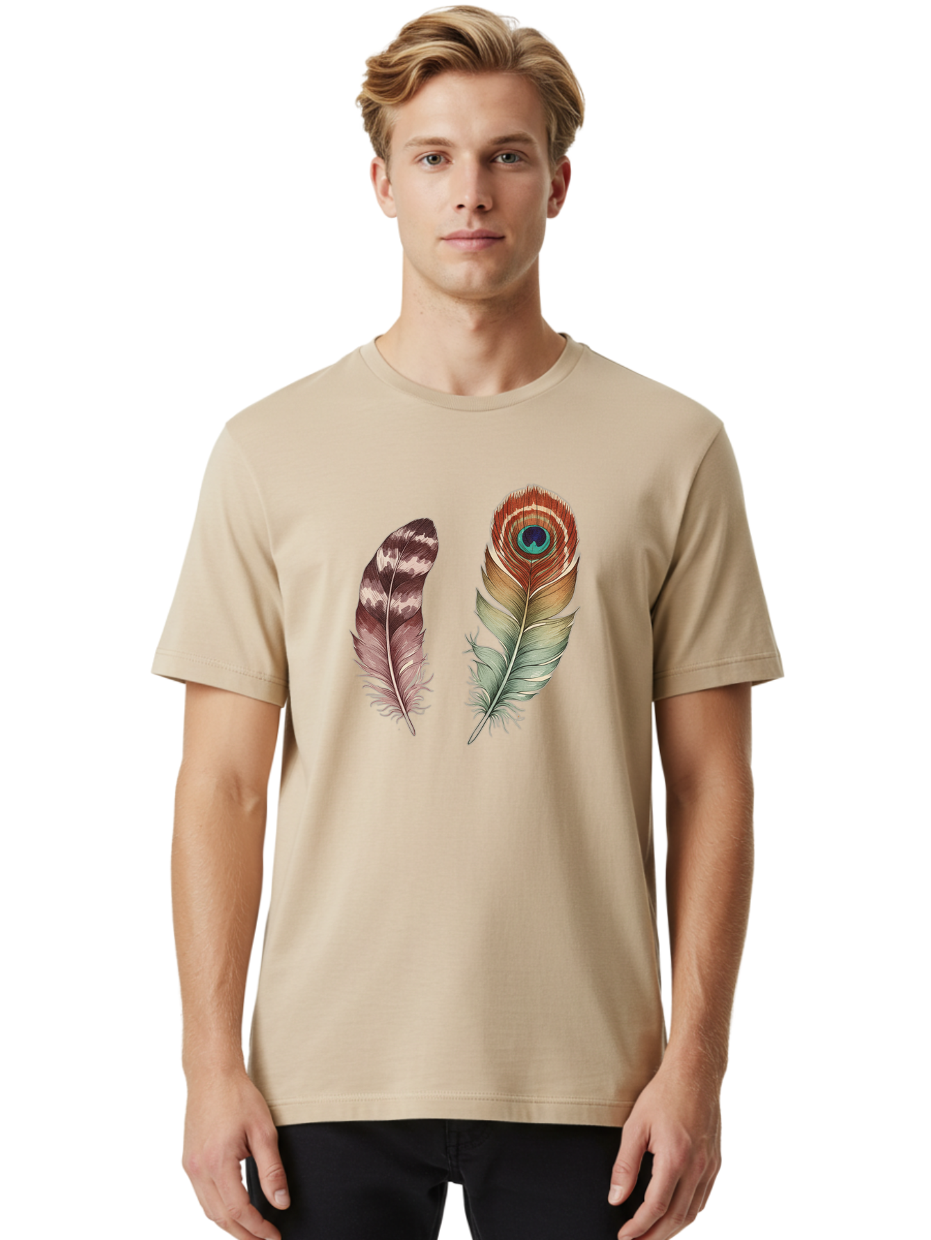 Feathers-13 Men'S Graphic Tee, 100% Cotton, Comfortable Casual Summer Wear, Machine Washable, Vintage Camera, Old Camera, Antique Camera, Black Camera, Classic Photography, Photography Equipment, Nostalgic Device, Film Camera, Camera Art Bai816