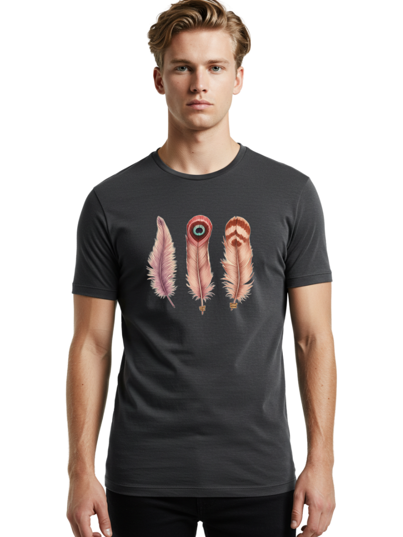 Feathers-14 Men'S Graphic Tee, 100% Cotton, Comfortable Casual Summer Wear, Machine Washable, Vintage Camera, Old Camera, Antique Camera, Black Camera, Classic Photography, Photography Equipment, Nostalgic Device, Film Camera, Camera Art Bai817