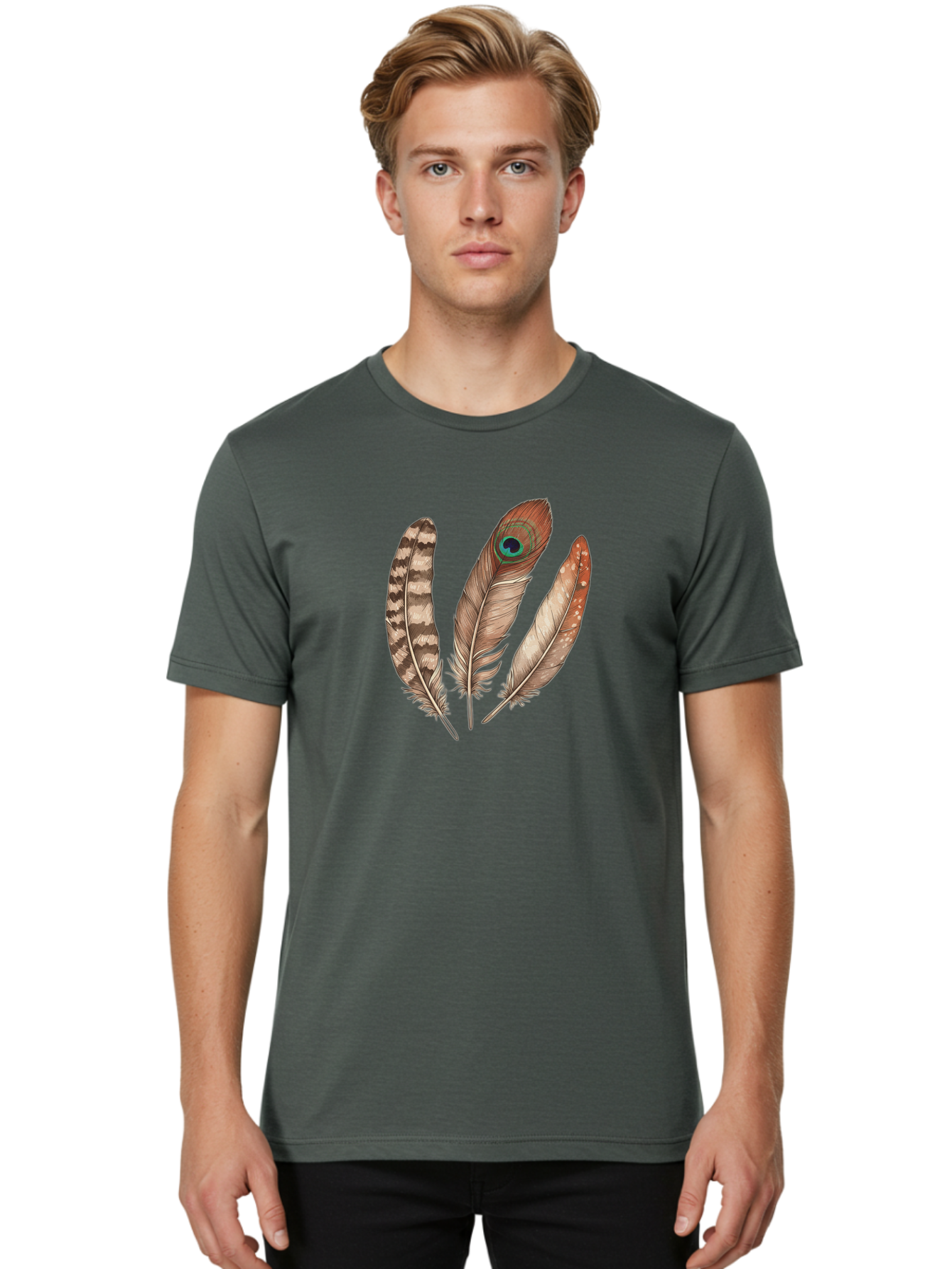 Feathers-15 Men'S Graphic Tee, 100% Cotton, Comfortable Casual Summer Wear, Machine Washable, Vintage Camera, Old Camera, Antique Camera, Black Camera, Classic Photography, Photography Equipment, Nostalgic Device, Film Camera, Camera Art Bai818