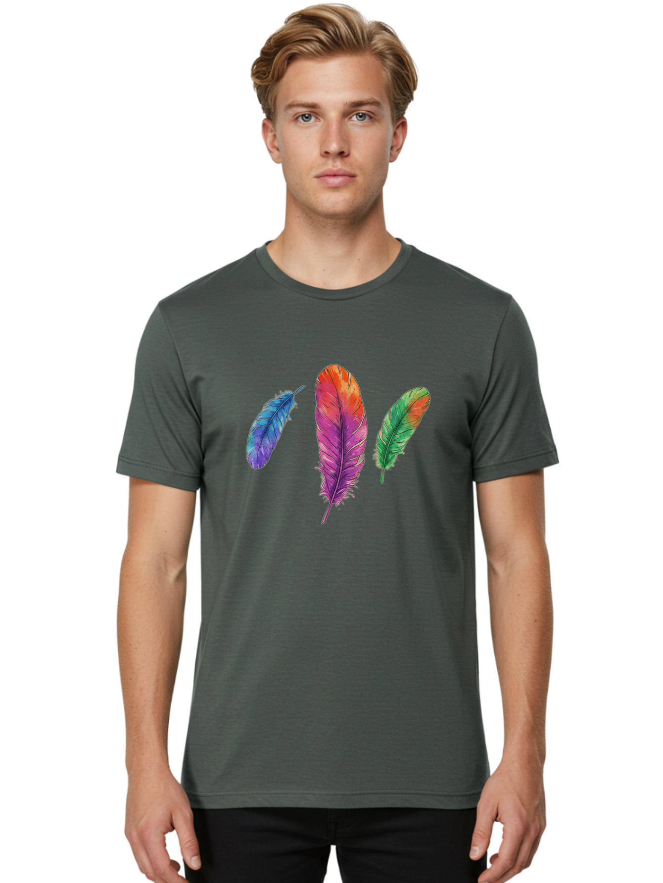 Feathers-16 Men'S Graphic Tee, 100% Cotton, Comfortable Casual Summer Wear, Machine Washable, Vintage Camera, Old Camera, Antique Camera, Black Camera, Classic Photography, Photography Equipment, Nostalgic Device, Film Camera, Camera Art Bai819