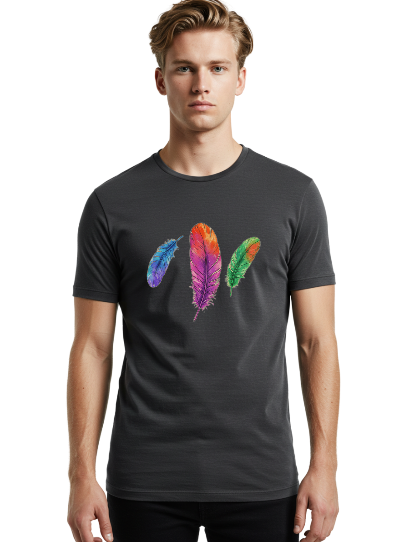 Feathers-16 Men'S Graphic Tee, 100% Cotton, Comfortable Casual Summer Wear, Machine Washable, Vintage Camera, Old Camera, Antique Camera, Black Camera, Classic Photography, Photography Equipment, Nostalgic Device, Film Camera, Camera Art Bai819