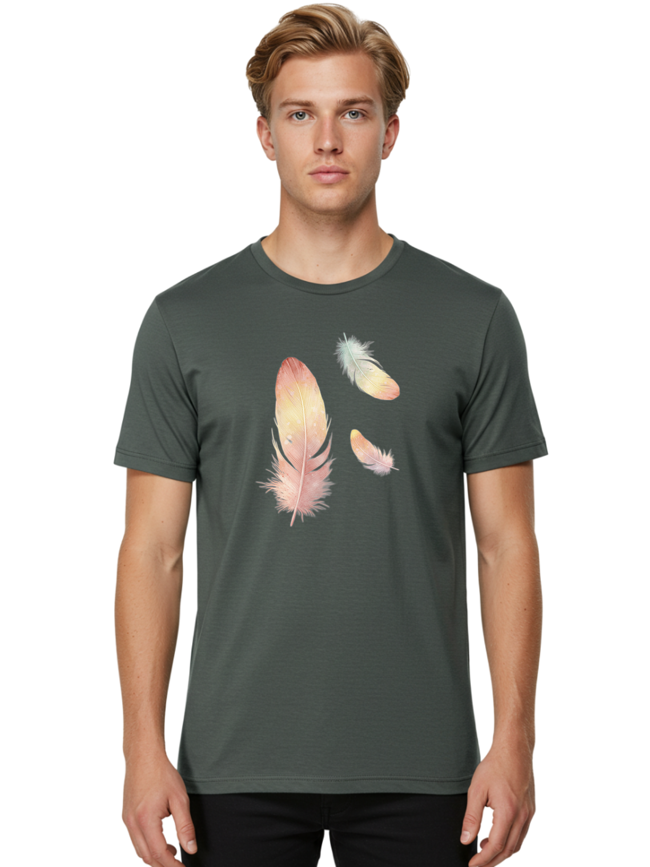 Feathers-5 Men'S Graphic Tee, 100% Cotton, Comfortable Casual Summer Wear, Machine Washable, Vintage Camera, Old Camera, Antique Camera, Black Camera, Classic Photography, Photography Equipment, Nostalgic Device, Film Camera, Camera Art Bai823