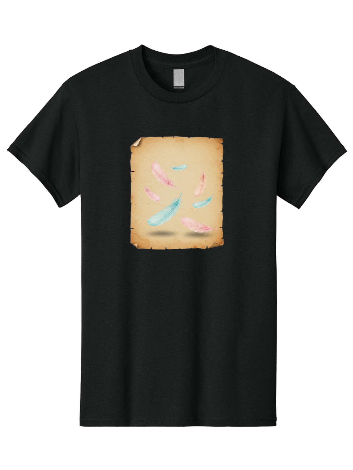 Feathers-On-Aged-Paper Men'S Graphic Tee, 100% Cotton, Comfortable Casual Summer Wear, Machine Washable, Vintage Camera, Old Camera, Antique Camera, Black Camera, Classic Photography, Photography Equipment, Nostalgic Device, Film Camera, Bai828