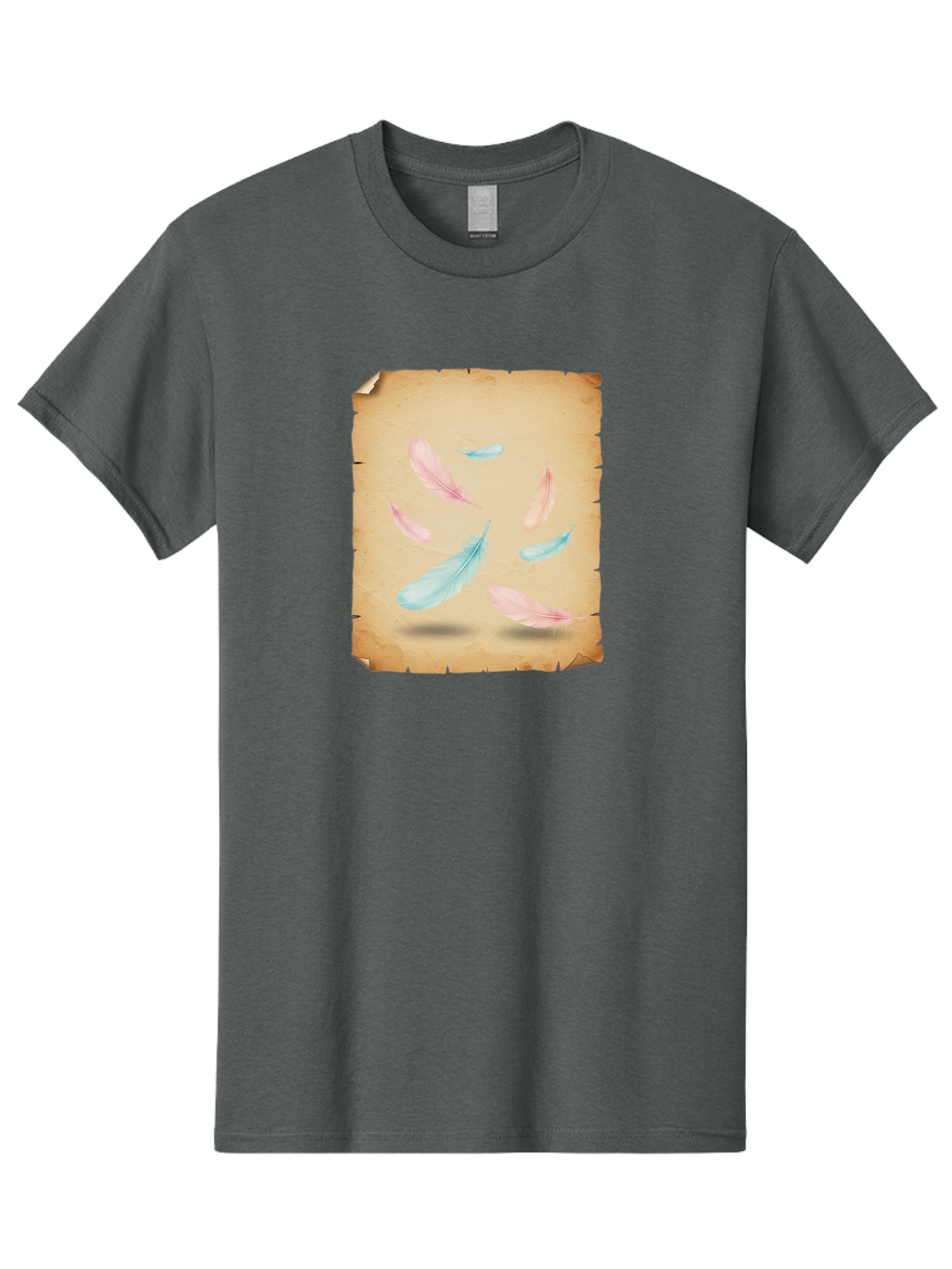 Feathers-On-Aged-Paper Men'S Graphic Tee, 100% Cotton, Comfortable Casual Summer Wear, Machine Washable, Vintage Camera, Old Camera, Antique Camera, Black Camera, Classic Photography, Photography Equipment, Nostalgic Device, Film Camera, Bai828