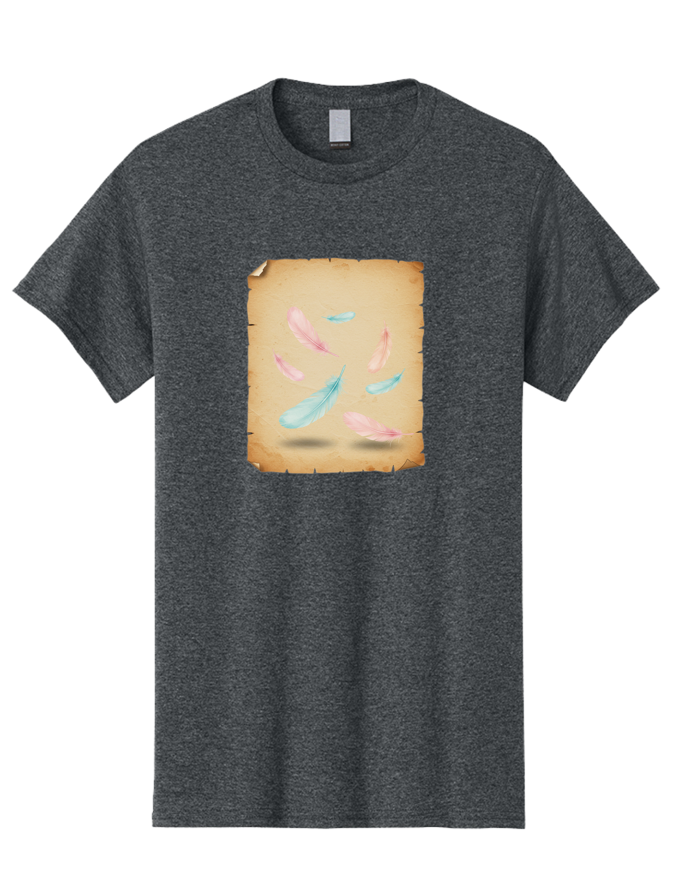 Feathers-On-Aged-Paper Men'S Graphic Tee, 100% Cotton, Comfortable Casual Summer Wear, Machine Washable, Vintage Camera, Old Camera, Antique Camera, Black Camera, Classic Photography, Photography Equipment, Nostalgic Device, Film Camera, Bai828