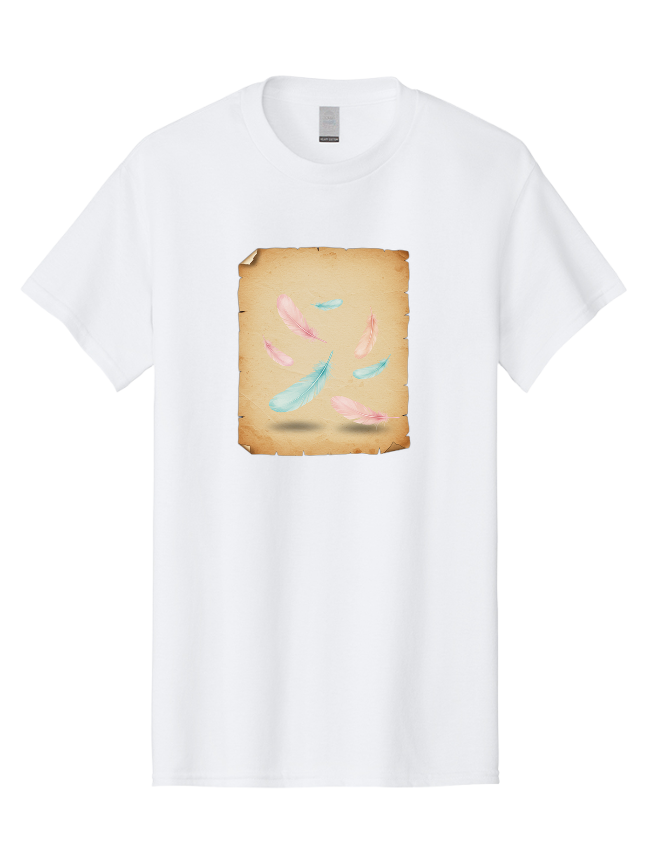 Feathers-On-Aged-Paper Men'S Graphic Tee, 100% Cotton, Comfortable Casual Summer Wear, Machine Washable, Vintage Camera, Old Camera, Antique Camera, Black Camera, Classic Photography, Photography Equipment, Nostalgic Device, Film Camera, Bai828
