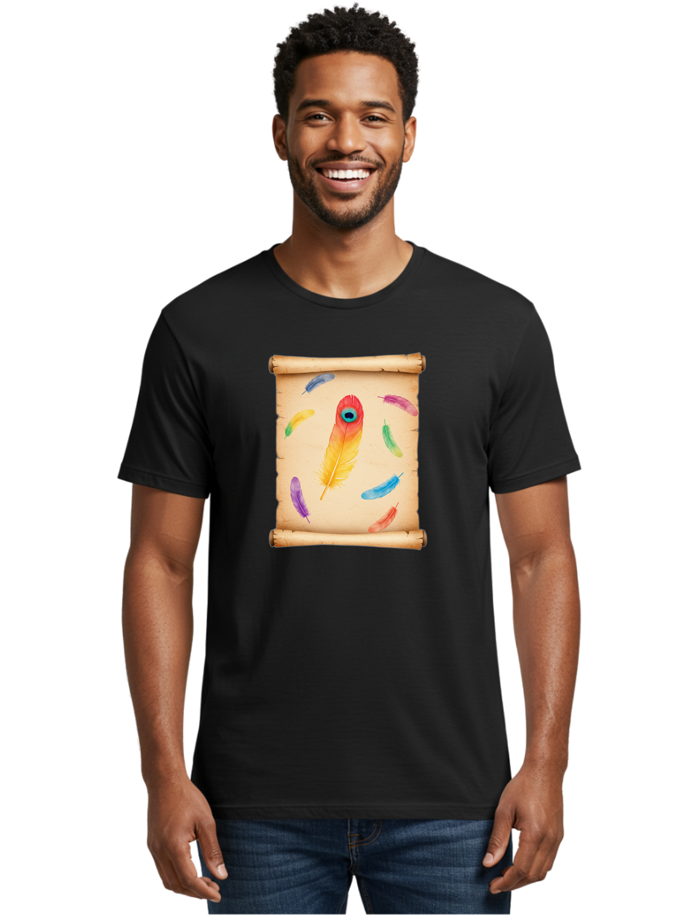 Feathers-On-Parchment Men'S Graphic Tee, 100% Cotton, Comfortable Casual Summer Wear, Machine Washable, Vintage Camera, Old Camera, Antique Camera, Black Camera, Classic Photography, Photography Equipment, Nostalgic Device, Film Camera, Bai830