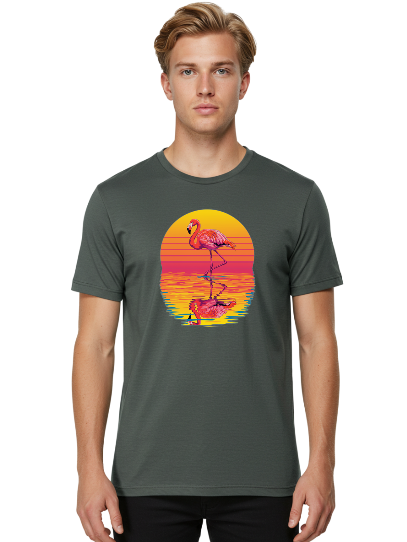 Flamingo-8 Men'S Graphic Tee, 100% Cotton, Comfortable Casual Summer Wear, Machine Washable, Vintage Camera, Old Camera, Antique Camera, Black Camera, Classic Photography, Photography Equipment, Nostalgic Device, Film Camera, Camera Art Bai839