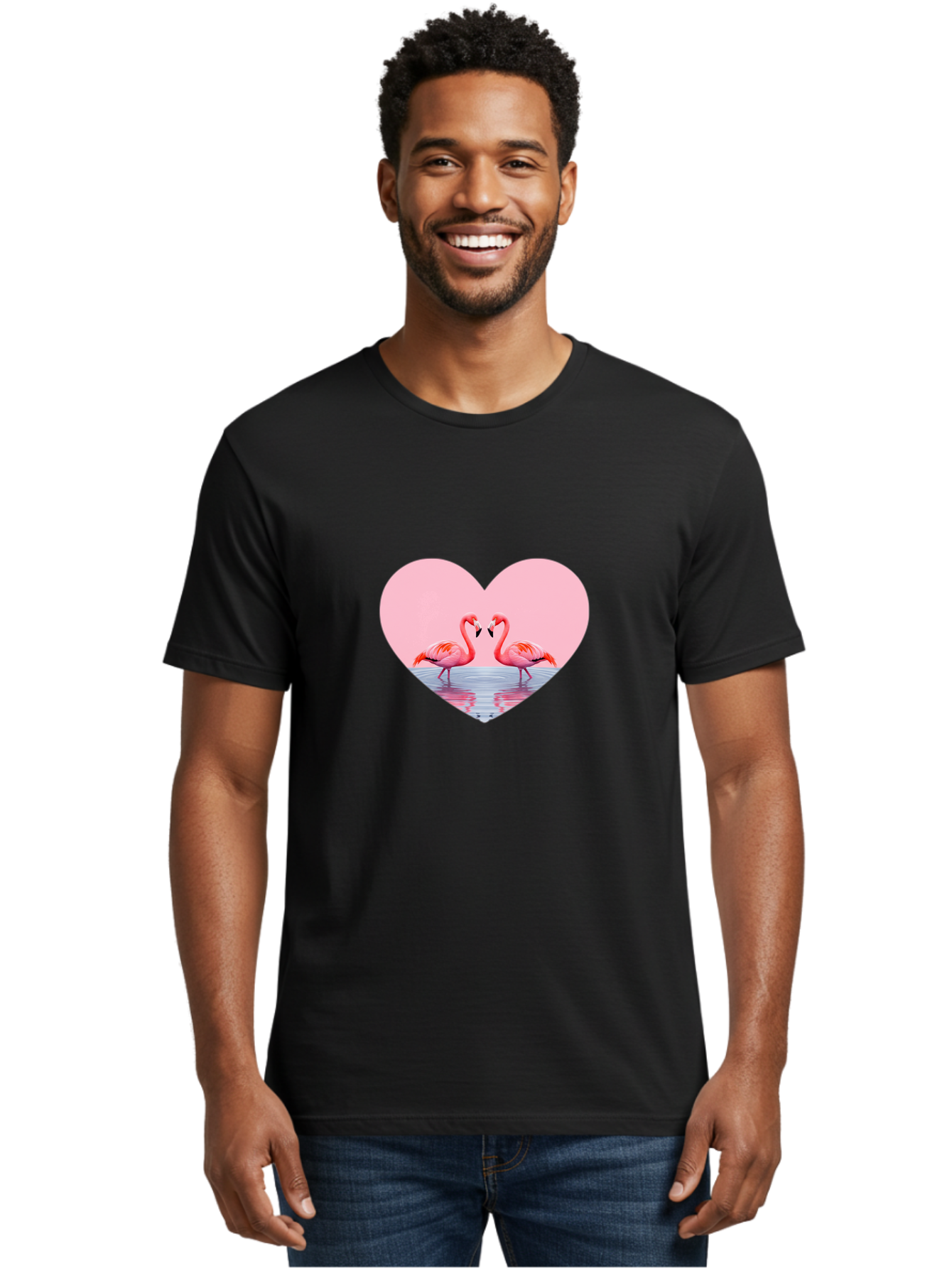 Flamingo-Couple-Heart Men'S Graphic Tee, 100% Cotton, Comfortable Casual Summer Wear, Machine Washable, Vintage Camera, Old Camera, Antique Camera, Black Camera, Classic Photography, Photography Equipment, Nostalgic Device, Film Camera, Bai840