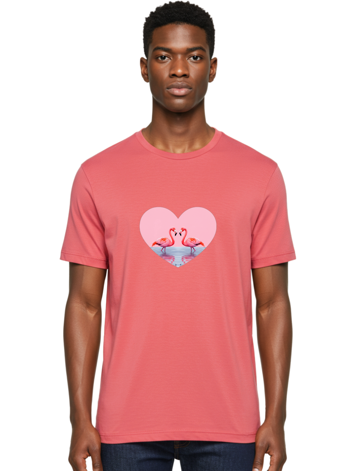 Flamingo-Couple-Heart Men'S Graphic Tee, 100% Cotton, Comfortable Casual Summer Wear, Machine Washable, Vintage Camera, Old Camera, Antique Camera, Black Camera, Classic Photography, Photography Equipment, Nostalgic Device, Film Camera, Bai840