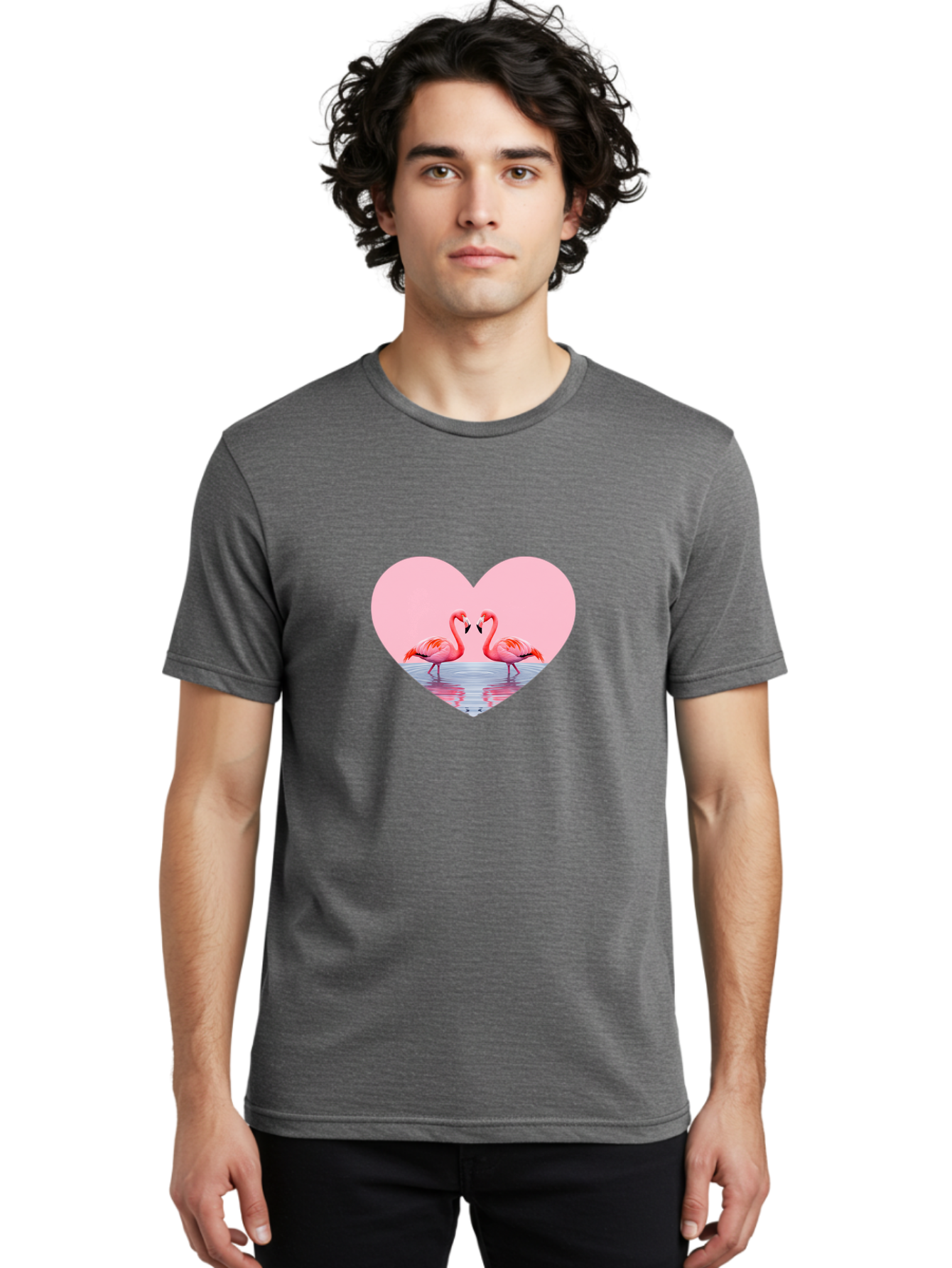 Flamingo-Couple-Heart Men'S Graphic Tee, 100% Cotton, Comfortable Casual Summer Wear, Machine Washable, Vintage Camera, Old Camera, Antique Camera, Black Camera, Classic Photography, Photography Equipment, Nostalgic Device, Film Camera, Bai840
