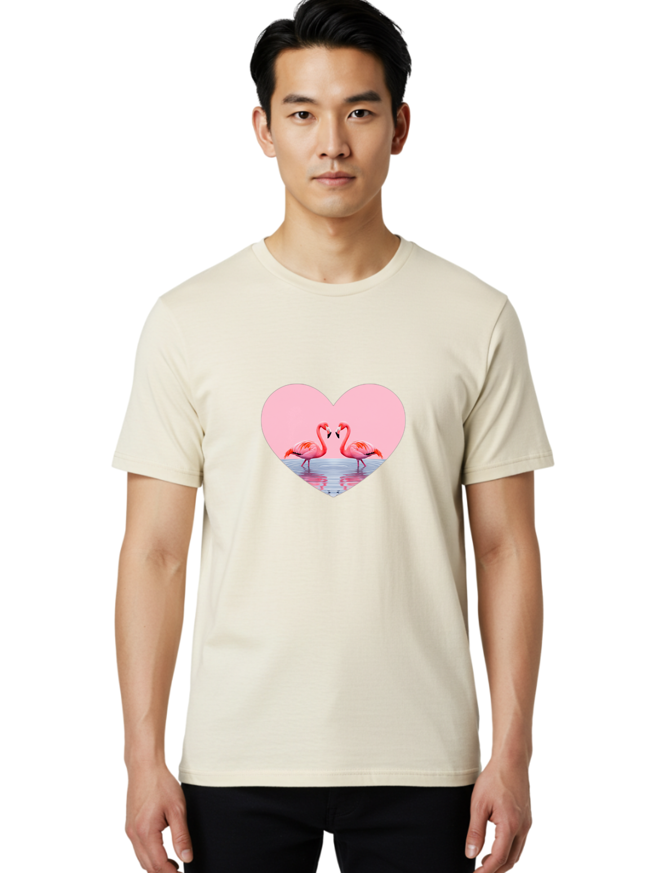 Flamingo-Couple-Heart Men'S Graphic Tee, 100% Cotton, Comfortable Casual Summer Wear, Machine Washable, Vintage Camera, Old Camera, Antique Camera, Black Camera, Classic Photography, Photography Equipment, Nostalgic Device, Film Camera, Bai840