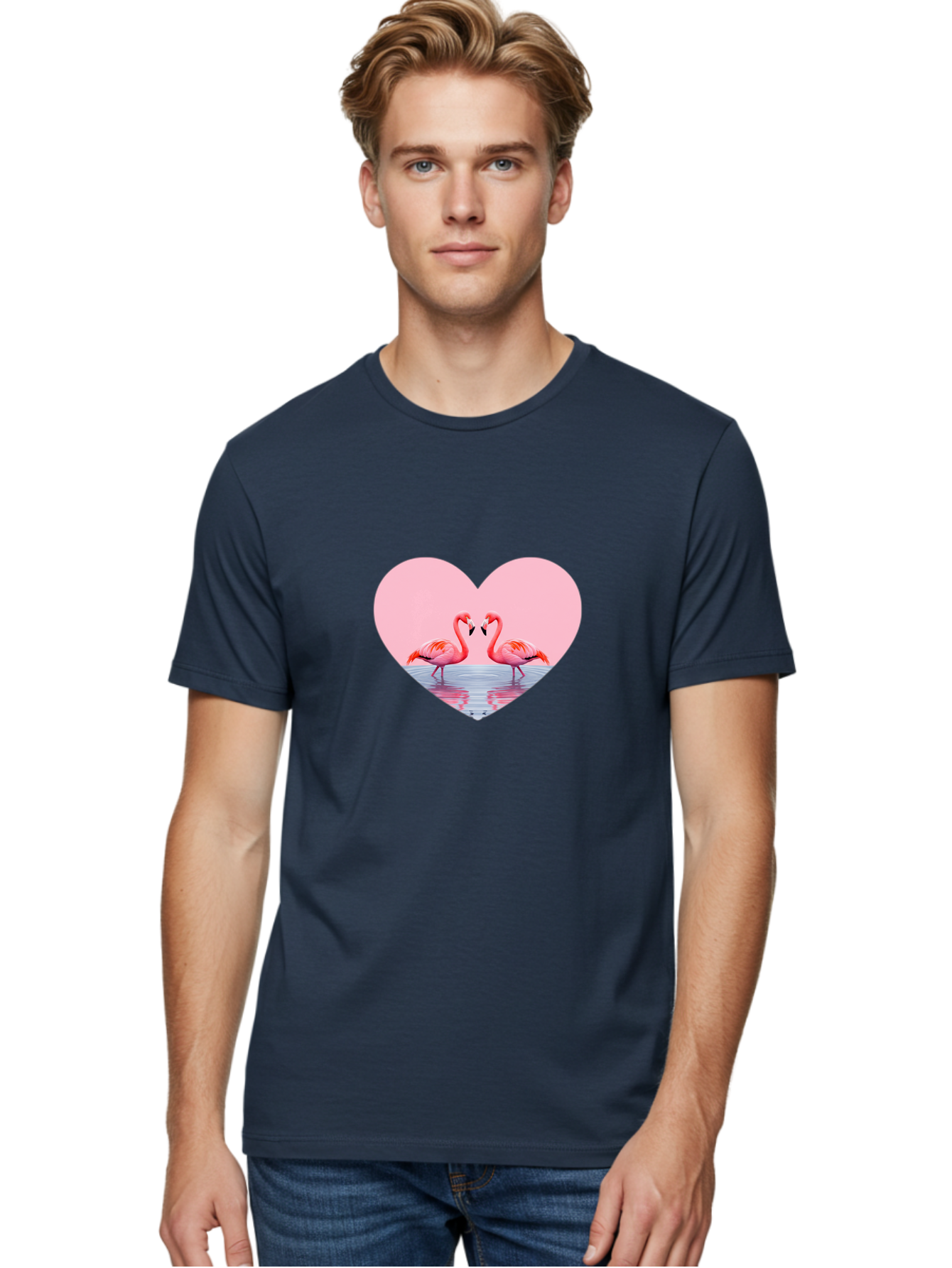 Flamingo-Couple-Heart Men'S Graphic Tee, 100% Cotton, Comfortable Casual Summer Wear, Machine Washable, Vintage Camera, Old Camera, Antique Camera, Black Camera, Classic Photography, Photography Equipment, Nostalgic Device, Film Camera, Bai840