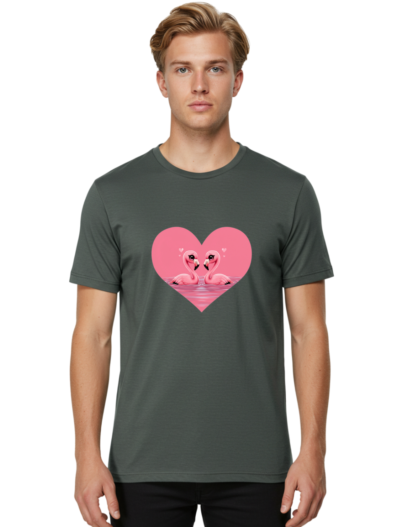 Flamingo-Couple Men'S Graphic Tee, 100% Cotton, Comfortable Casual Summer Wear, Machine Washable, Vintage Camera, Old Camera, Antique Camera, Black Camera, Classic Photography, Photography Equipment, Nostalgic Device, Film Camera, Camera Art Bai841