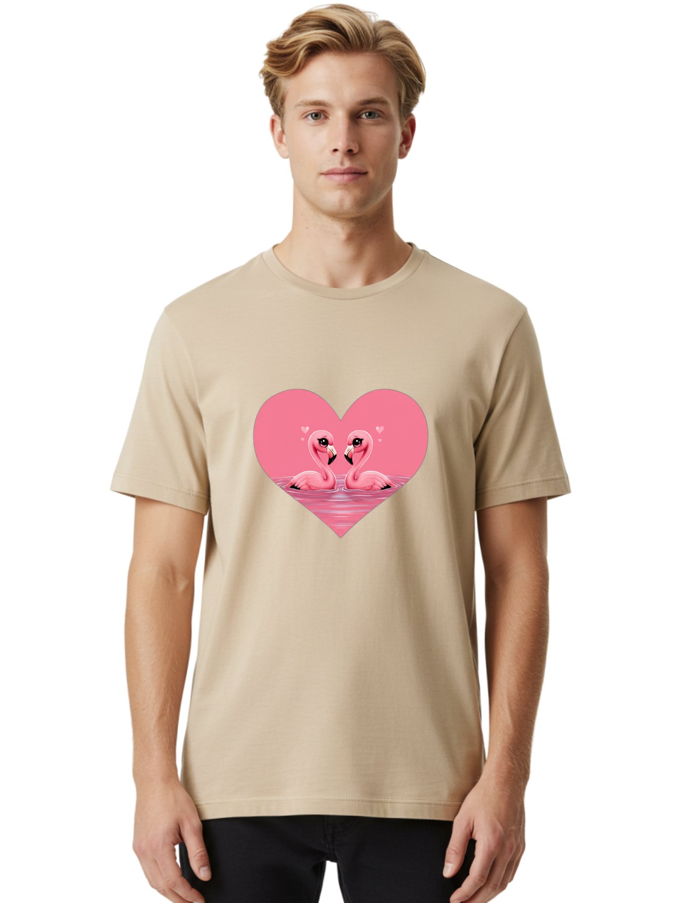 Flamingo-Couple Men'S Graphic Tee, 100% Cotton, Comfortable Casual Summer Wear, Machine Washable, Vintage Camera, Old Camera, Antique Camera, Black Camera, Classic Photography, Photography Equipment, Nostalgic Device, Film Camera, Camera Art Bai841