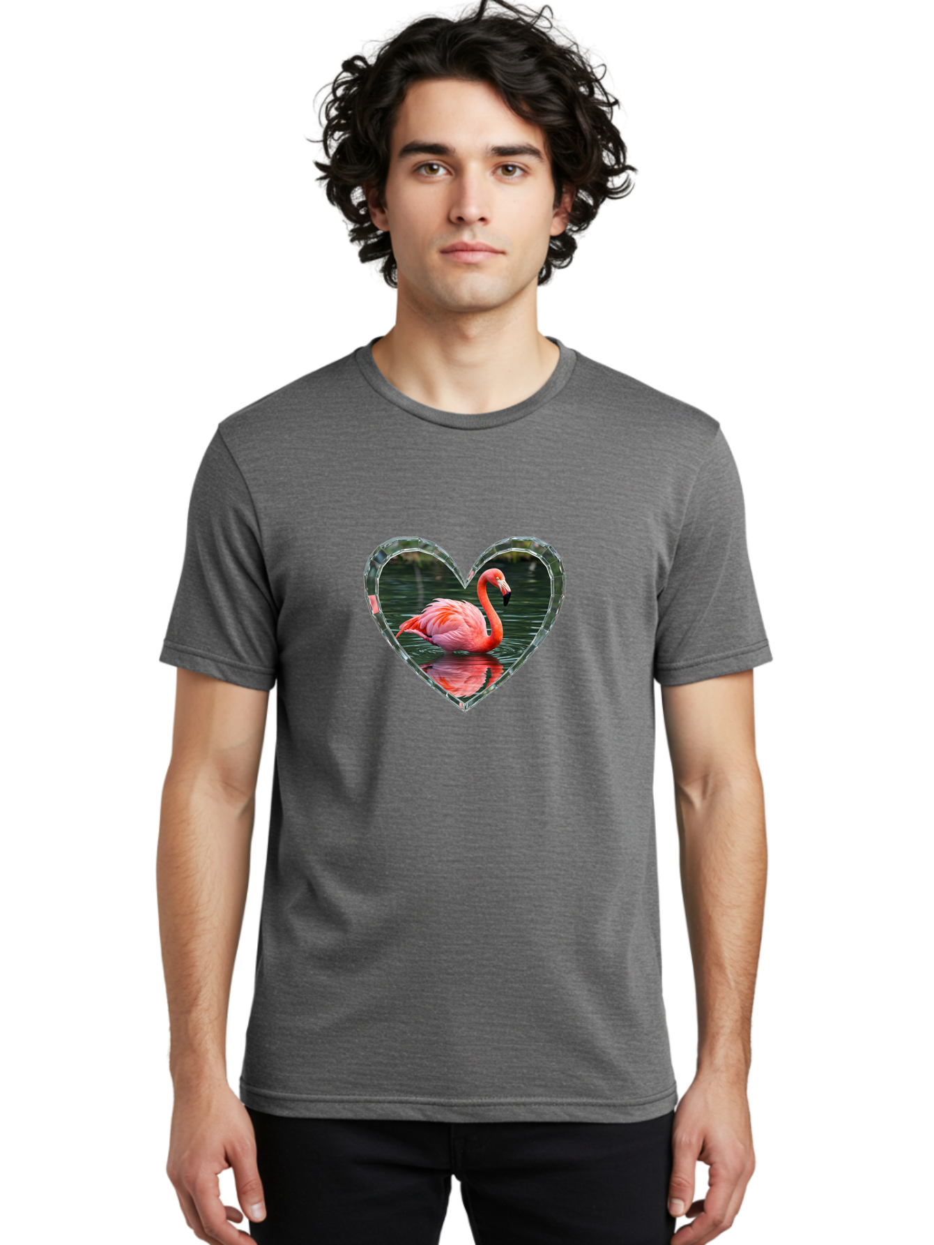 Flamingo-Heart Men'S Graphic Tee, 100% Cotton, Comfortable Casual Summer Wear, Machine Washable, Vintage Camera, Old Camera, Antique Camera, Black Camera, Classic Photography, Photography Equipment, Nostalgic Device, Film Camera, Camera Art Bai843