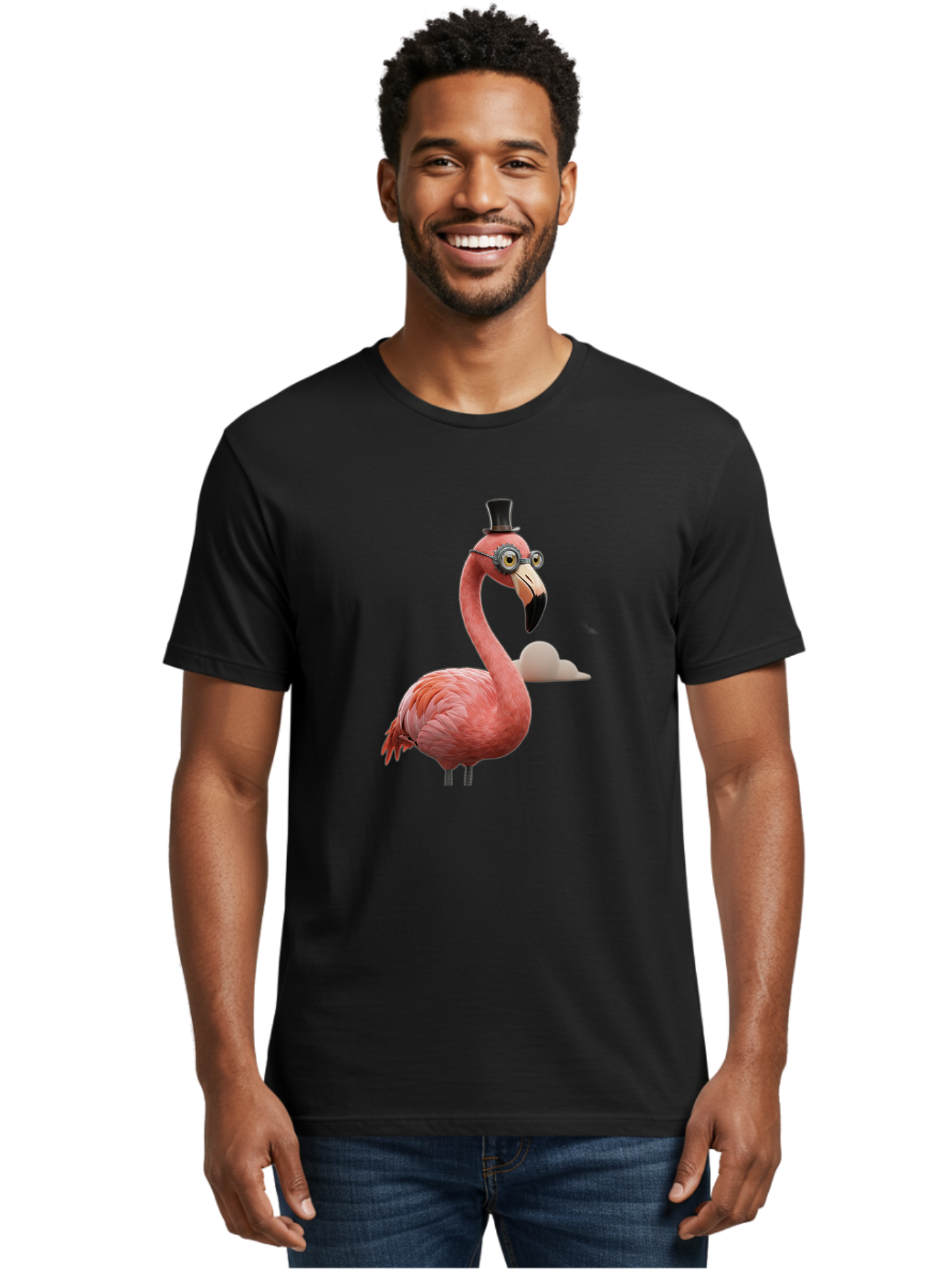 Flamingo-In-Top-Hat Men'S Graphic Tee, 100% Cotton, Comfortable Casual Summer Wear, Machine Washable, Vintage Camera, Old Camera, Antique Camera, Black Camera, Classic Photography, Photography Equipment, Nostalgic Device, Film Camera, Bai844