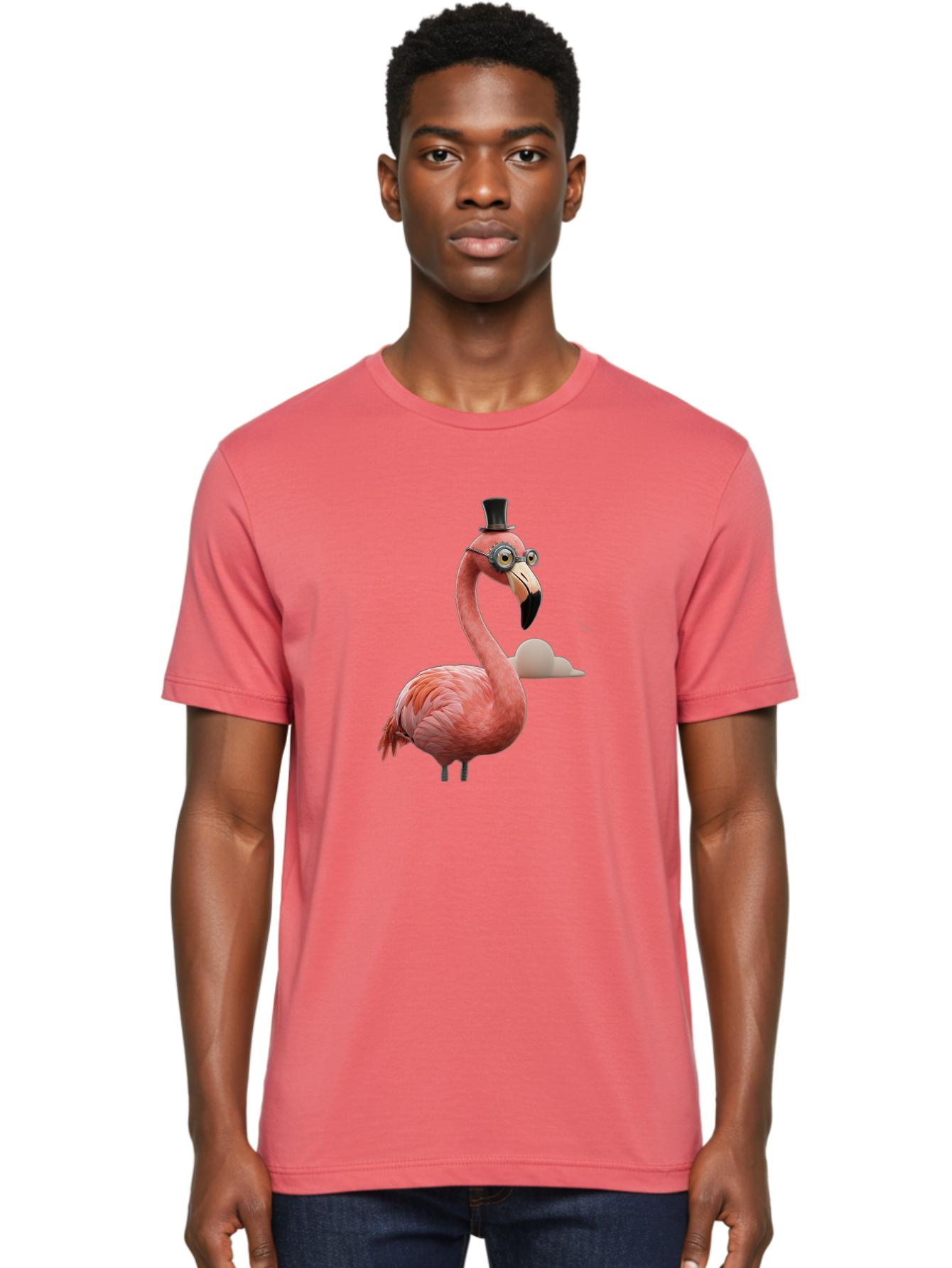Flamingo-In-Top-Hat Men'S Graphic Tee, 100% Cotton, Comfortable Casual Summer Wear, Machine Washable, Vintage Camera, Old Camera, Antique Camera, Black Camera, Classic Photography, Photography Equipment, Nostalgic Device, Film Camera, Bai844