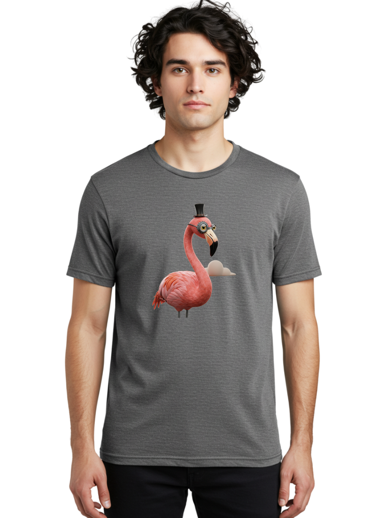 Flamingo-In-Top-Hat Men'S Graphic Tee, 100% Cotton, Comfortable Casual Summer Wear, Machine Washable, Vintage Camera, Old Camera, Antique Camera, Black Camera, Classic Photography, Photography Equipment, Nostalgic Device, Film Camera, Bai844