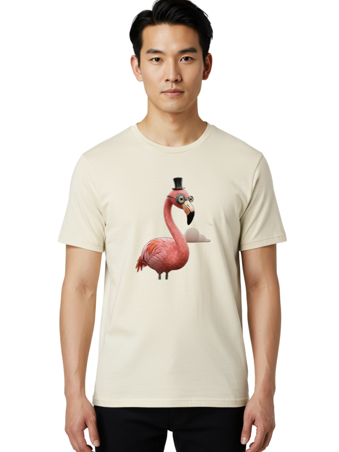 Flamingo-In-Top-Hat Men'S Graphic Tee, 100% Cotton, Comfortable Casual Summer Wear, Machine Washable, Vintage Camera, Old Camera, Antique Camera, Black Camera, Classic Photography, Photography Equipment, Nostalgic Device, Film Camera, Bai844