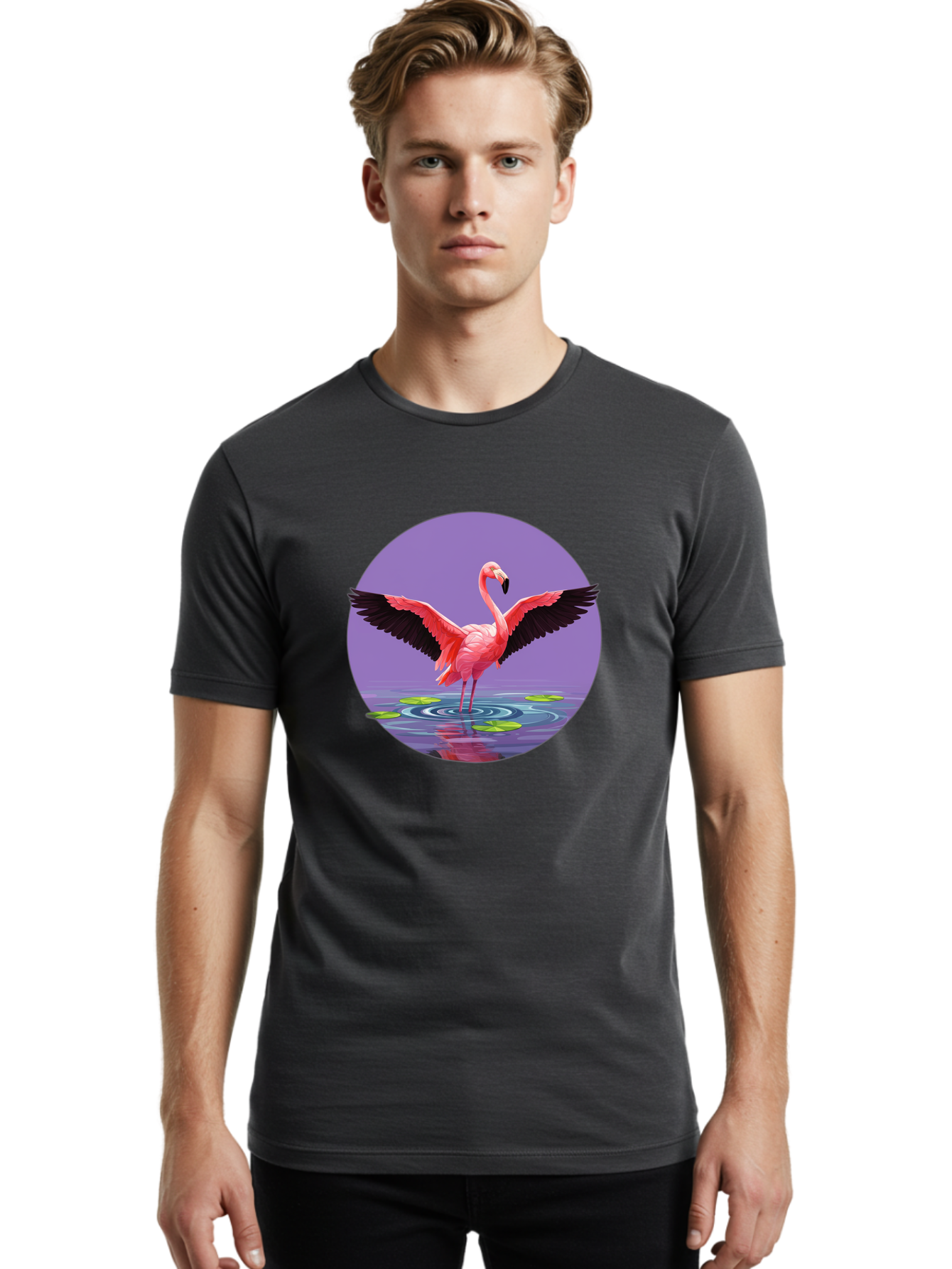 Flamingo-In-Water Men'S Graphic Tee, 100% Cotton, Comfortable Casual Summer Wear, Machine Washable, Vintage Camera, Old Camera, Antique Camera, Black Camera, Classic Photography, Photography Equipment, Nostalgic Device, Film Camera, Camera Art Bai845