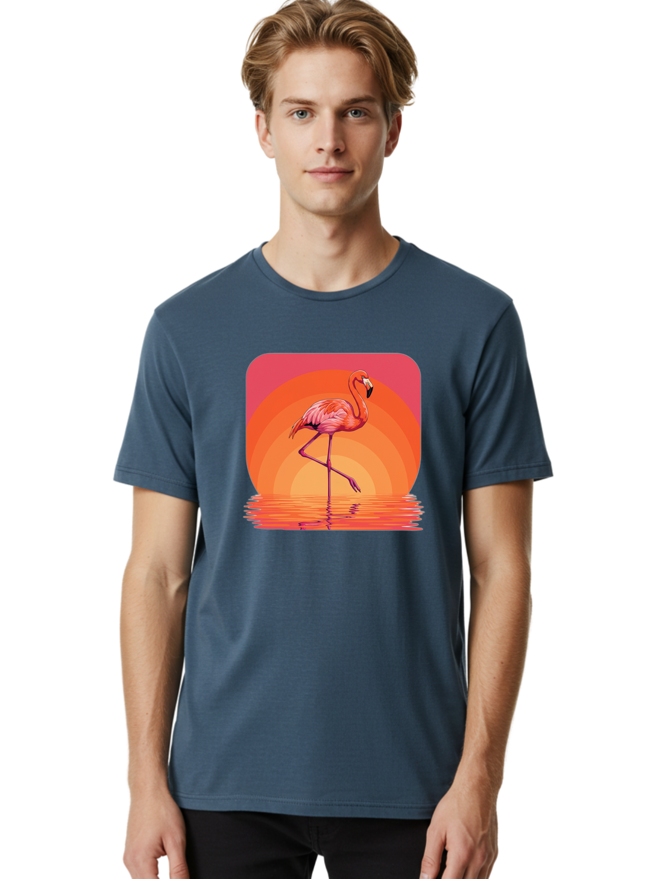 Flamingo-Retro Men'S Graphic Tee, 100% Cotton, Comfortable Casual Summer Wear, Machine Washable, Vintage Camera, Old Camera, Antique Camera, Black Camera, Classic Photography, Photography Equipment, Nostalgic Device, Film Camera, Camera Art Bai848