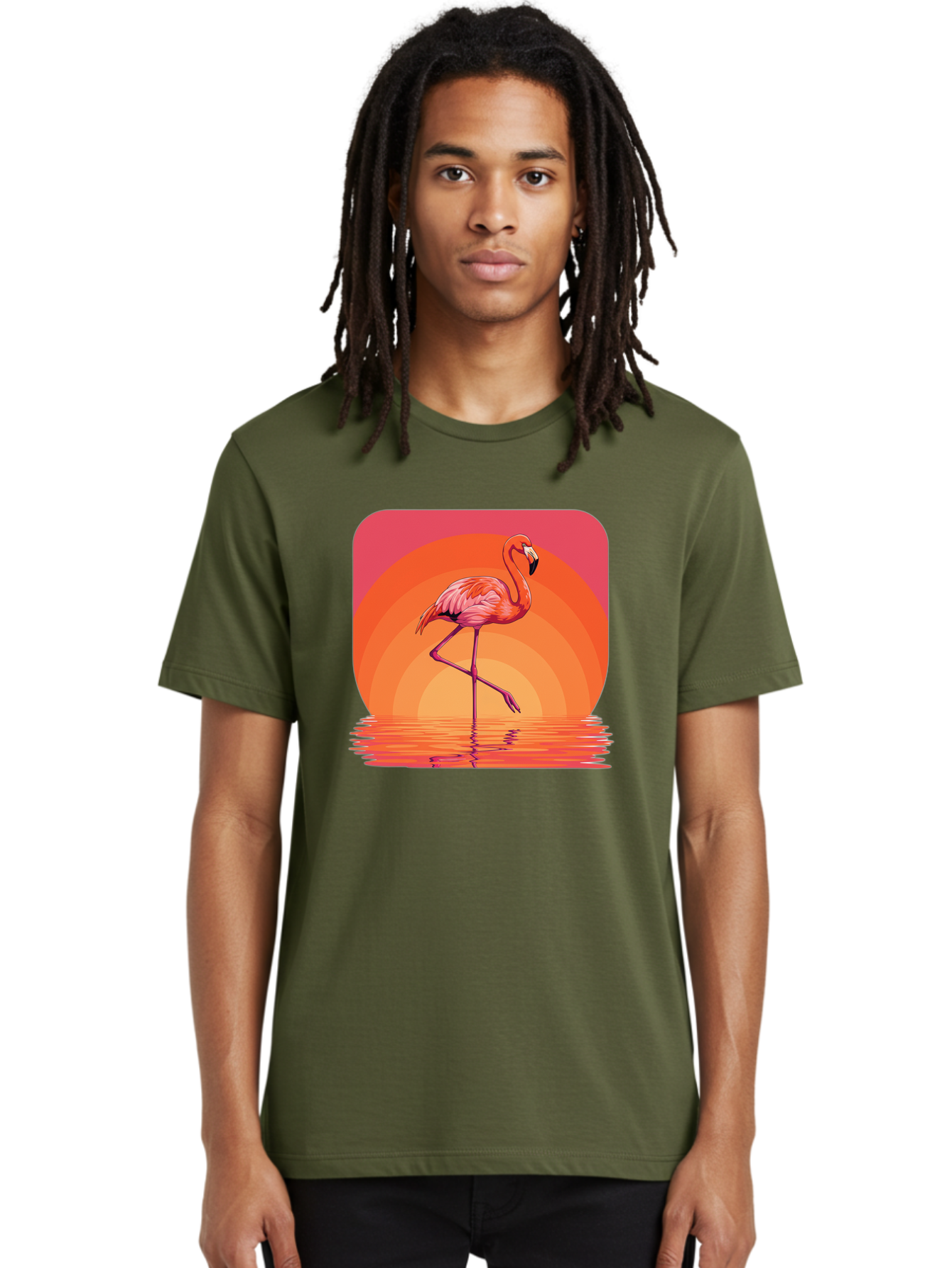Flamingo-Retro Men'S Graphic Tee, 100% Cotton, Comfortable Casual Summer Wear, Machine Washable, Vintage Camera, Old Camera, Antique Camera, Black Camera, Classic Photography, Photography Equipment, Nostalgic Device, Film Camera, Camera Art Bai848