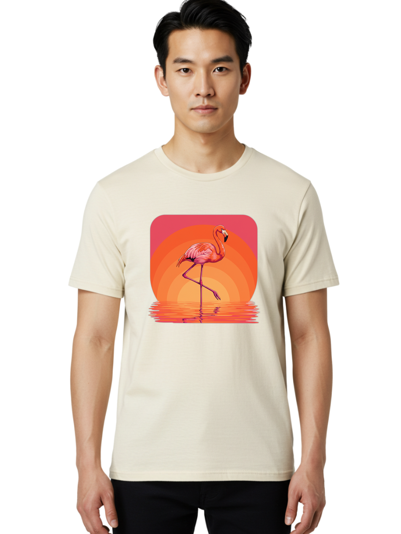 Flamingo-Retro Men'S Graphic Tee, 100% Cotton, Comfortable Casual Summer Wear, Machine Washable, Vintage Camera, Old Camera, Antique Camera, Black Camera, Classic Photography, Photography Equipment, Nostalgic Device, Film Camera, Camera Art Bai848