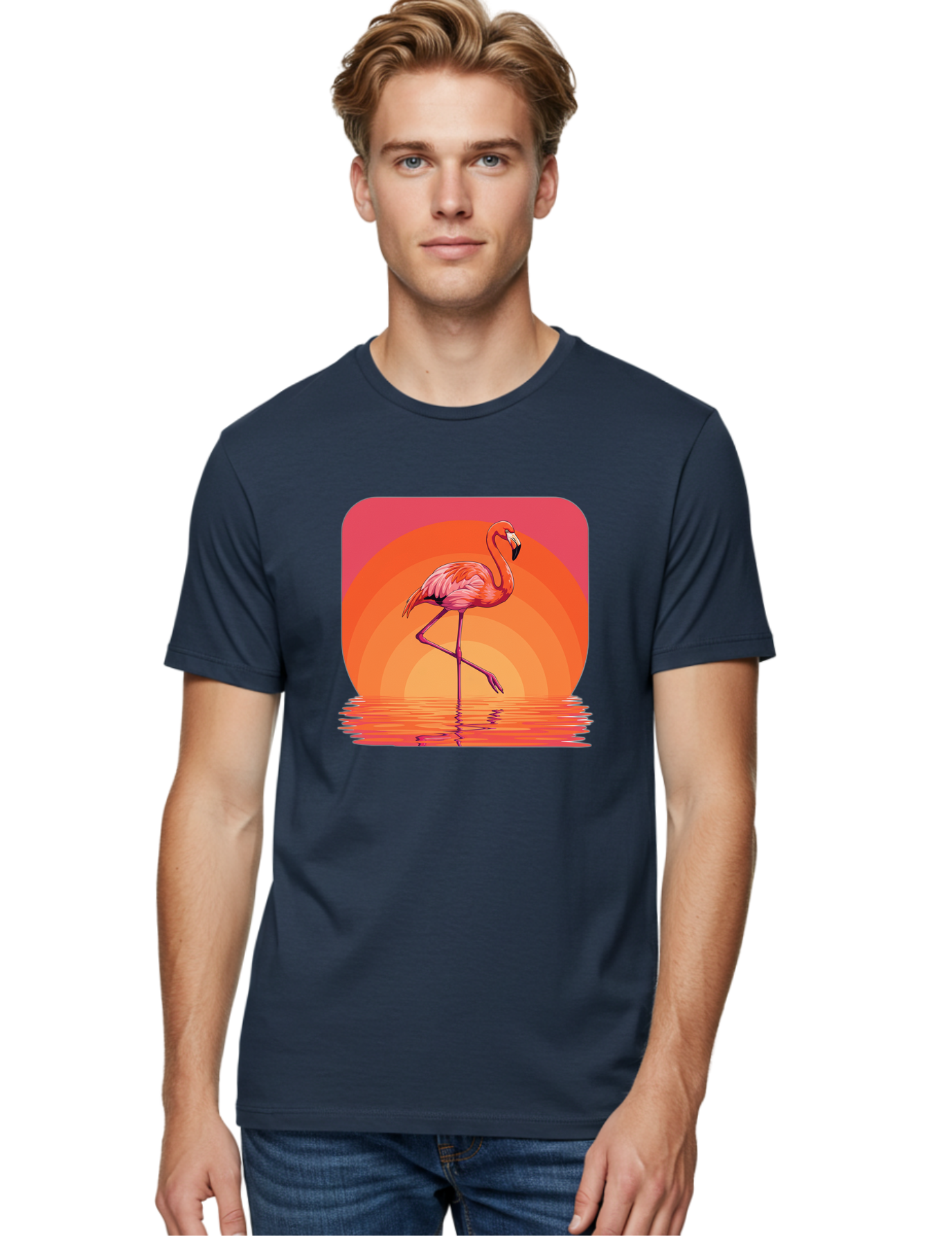 Flamingo-Retro Men'S Graphic Tee, 100% Cotton, Comfortable Casual Summer Wear, Machine Washable, Vintage Camera, Old Camera, Antique Camera, Black Camera, Classic Photography, Photography Equipment, Nostalgic Device, Film Camera, Camera Art Bai848
