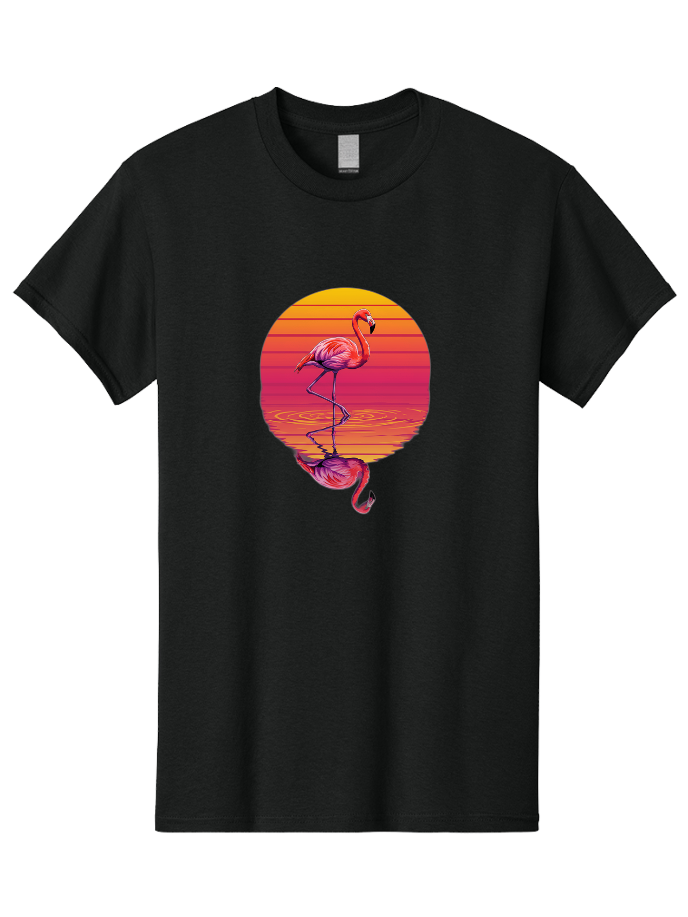 Flamingo-Sunset-1 Men'S Graphic Tee, 100% Cotton, Comfortable Casual Summer Wear, Machine Washable, Vintage Camera, Old Camera, Antique Camera, Black Camera, Classic Photography, Photography Equipment, Nostalgic Device, Film Camera, Camera Art Bai849