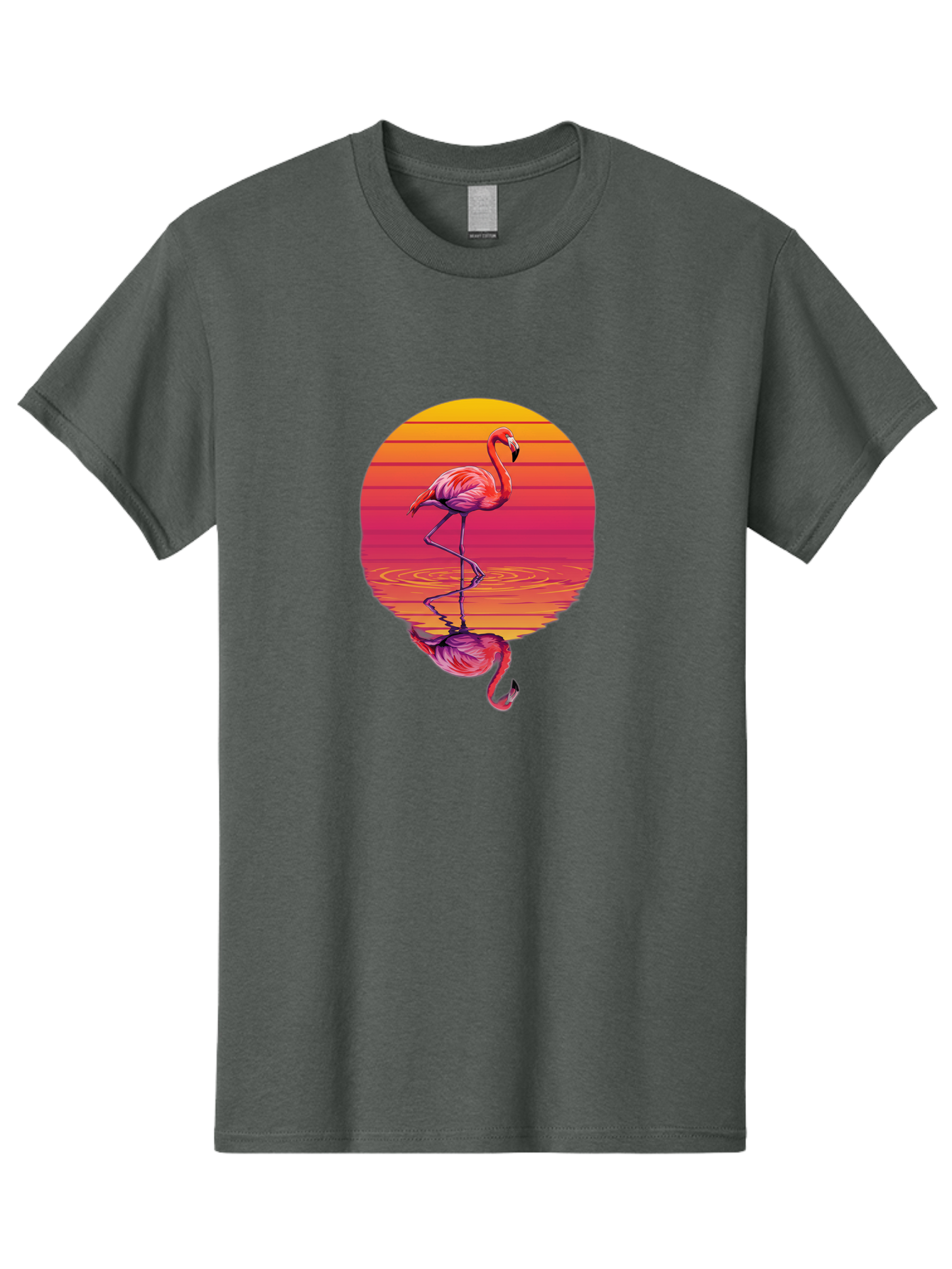 Flamingo-Sunset-1 Men'S Graphic Tee, 100% Cotton, Comfortable Casual Summer Wear, Machine Washable, Vintage Camera, Old Camera, Antique Camera, Black Camera, Classic Photography, Photography Equipment, Nostalgic Device, Film Camera, Camera Art Bai849