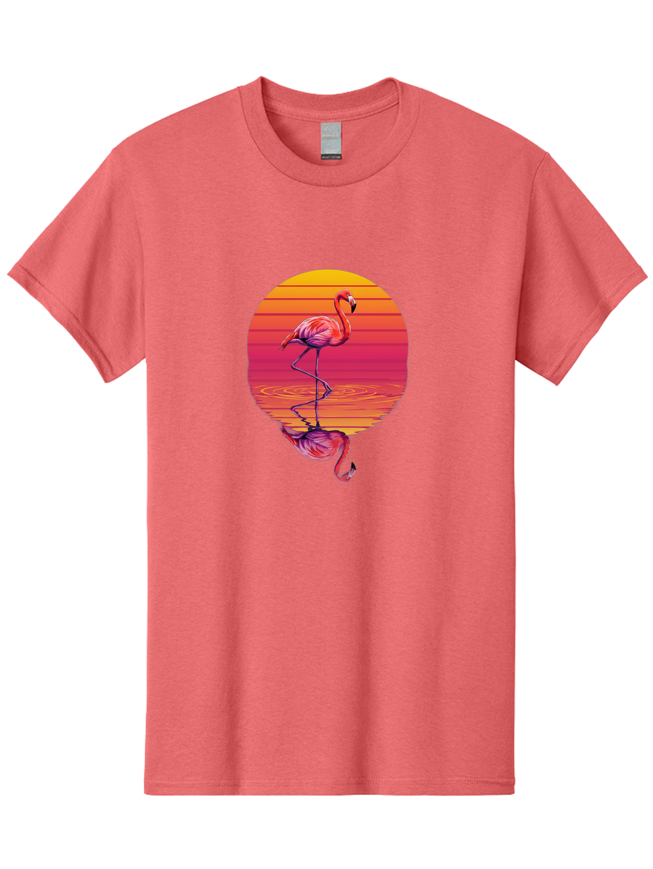 Flamingo-Sunset-1 Men'S Graphic Tee, 100% Cotton, Comfortable Casual Summer Wear, Machine Washable, Vintage Camera, Old Camera, Antique Camera, Black Camera, Classic Photography, Photography Equipment, Nostalgic Device, Film Camera, Camera Art Bai849