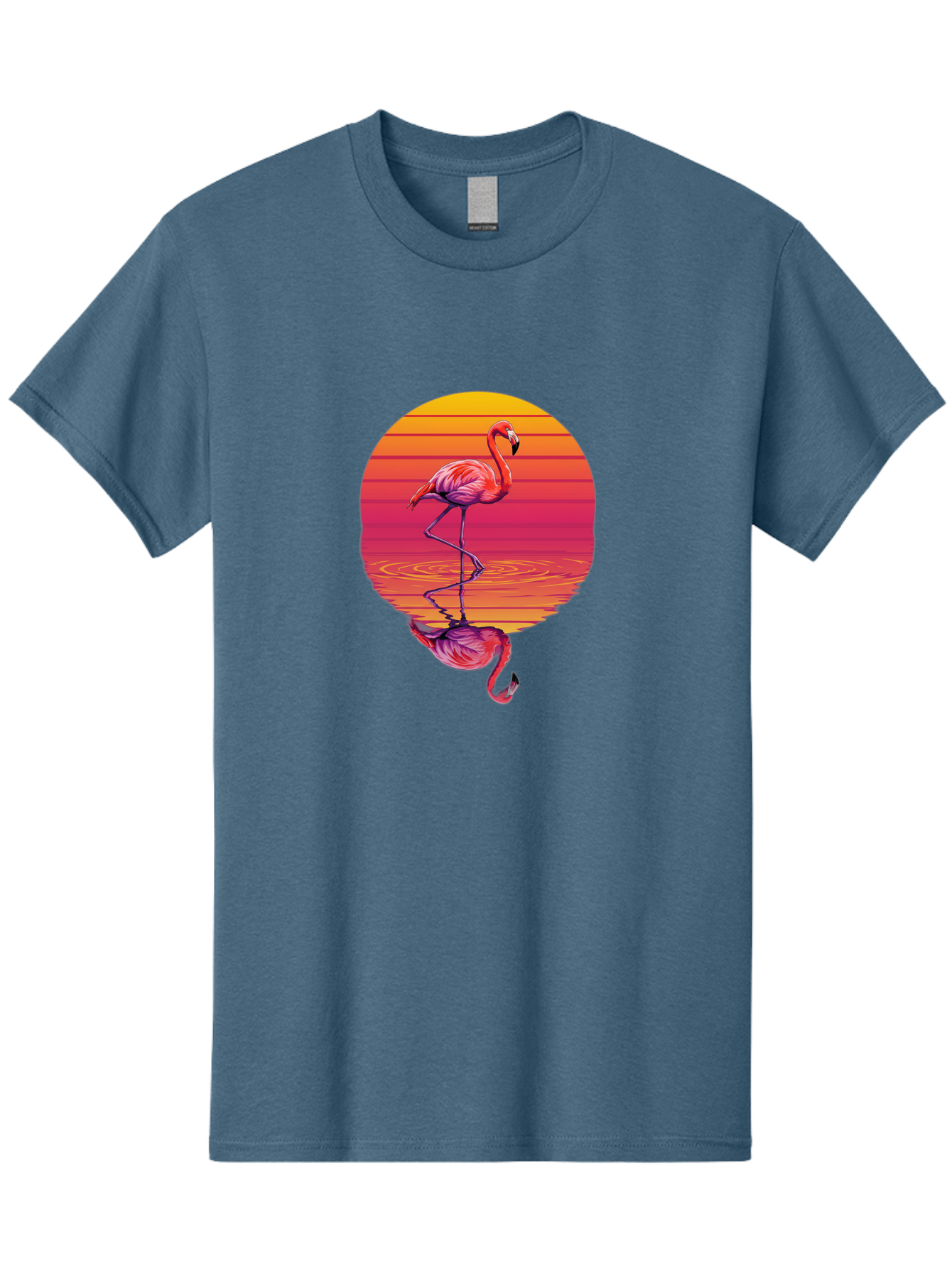 Flamingo-Sunset-1 Men'S Graphic Tee, 100% Cotton, Comfortable Casual Summer Wear, Machine Washable, Vintage Camera, Old Camera, Antique Camera, Black Camera, Classic Photography, Photography Equipment, Nostalgic Device, Film Camera, Camera Art Bai849