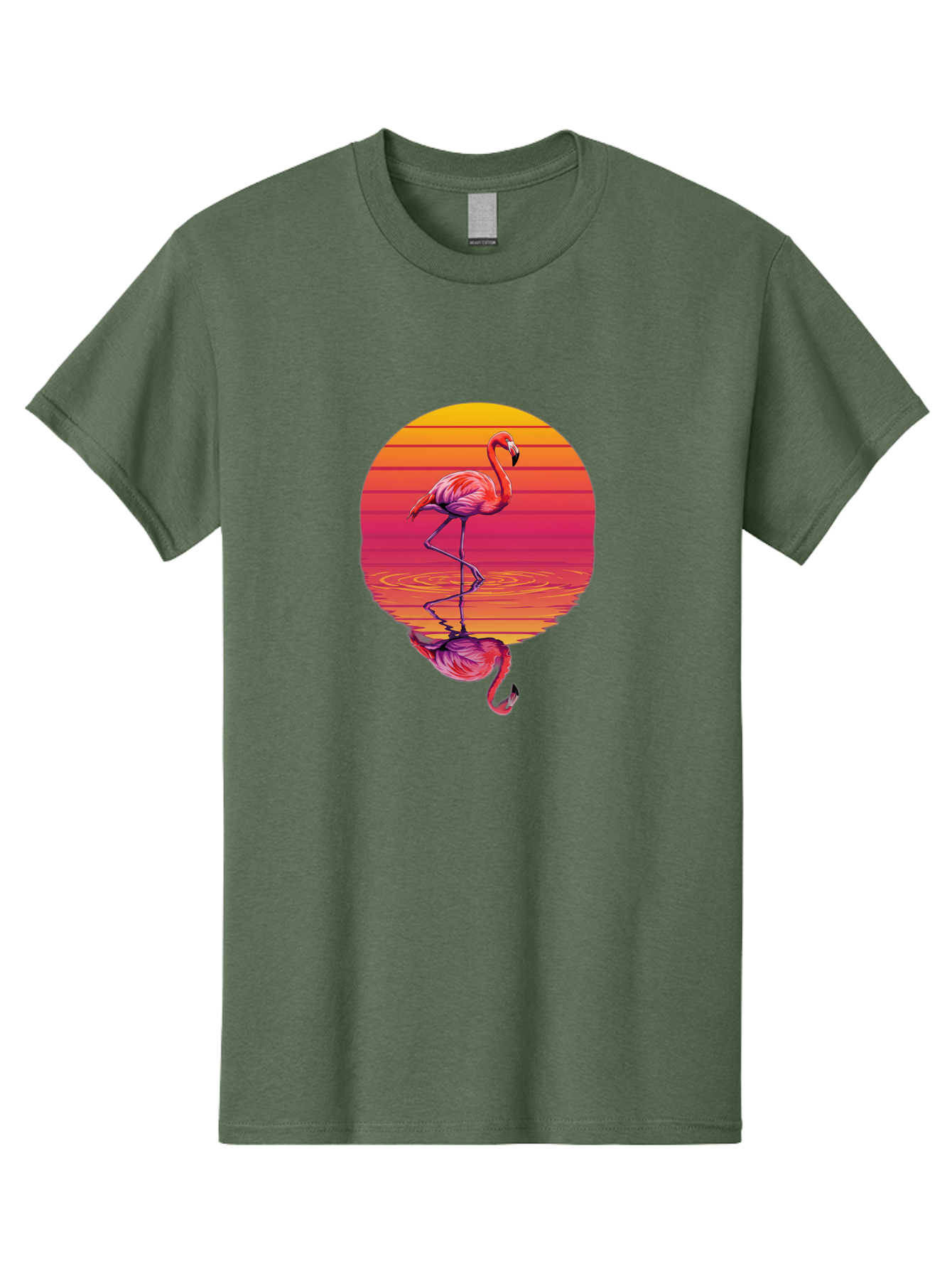 Flamingo-Sunset-1 Men'S Graphic Tee, 100% Cotton, Comfortable Casual Summer Wear, Machine Washable, Vintage Camera, Old Camera, Antique Camera, Black Camera, Classic Photography, Photography Equipment, Nostalgic Device, Film Camera, Camera Art Bai849