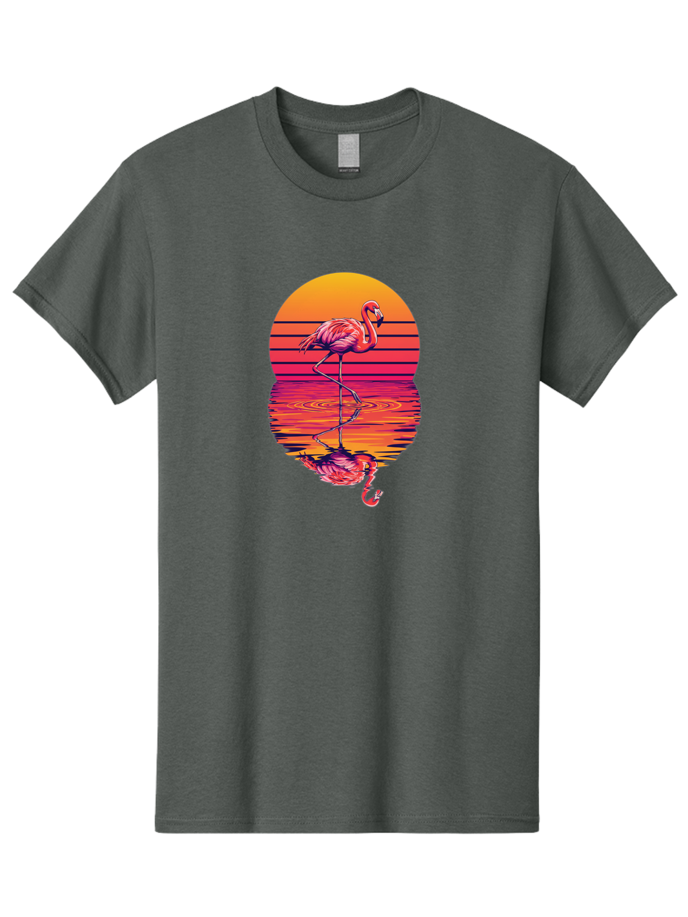 Flamingo-Sunset Men'S Graphic Tee, 100% Cotton, Comfortable Casual Summer Wear, Machine Washable, Vintage Camera, Old Camera, Antique Camera, Black Camera, Classic Photography, Photography Equipment, Nostalgic Device, Film Camera, Camera Art Bai850