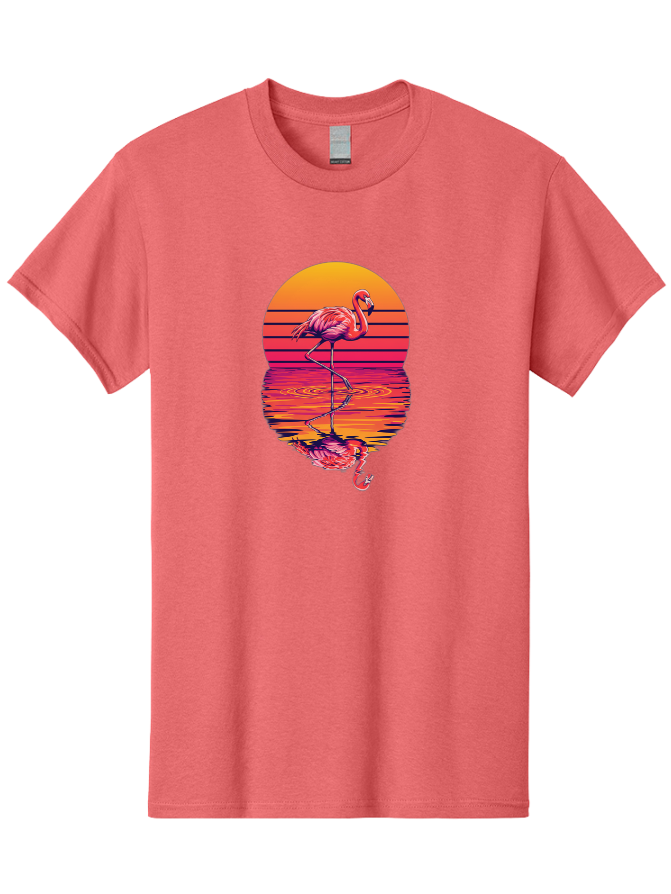 Flamingo-Sunset Men'S Graphic Tee, 100% Cotton, Comfortable Casual Summer Wear, Machine Washable, Vintage Camera, Old Camera, Antique Camera, Black Camera, Classic Photography, Photography Equipment, Nostalgic Device, Film Camera, Camera Art Bai850