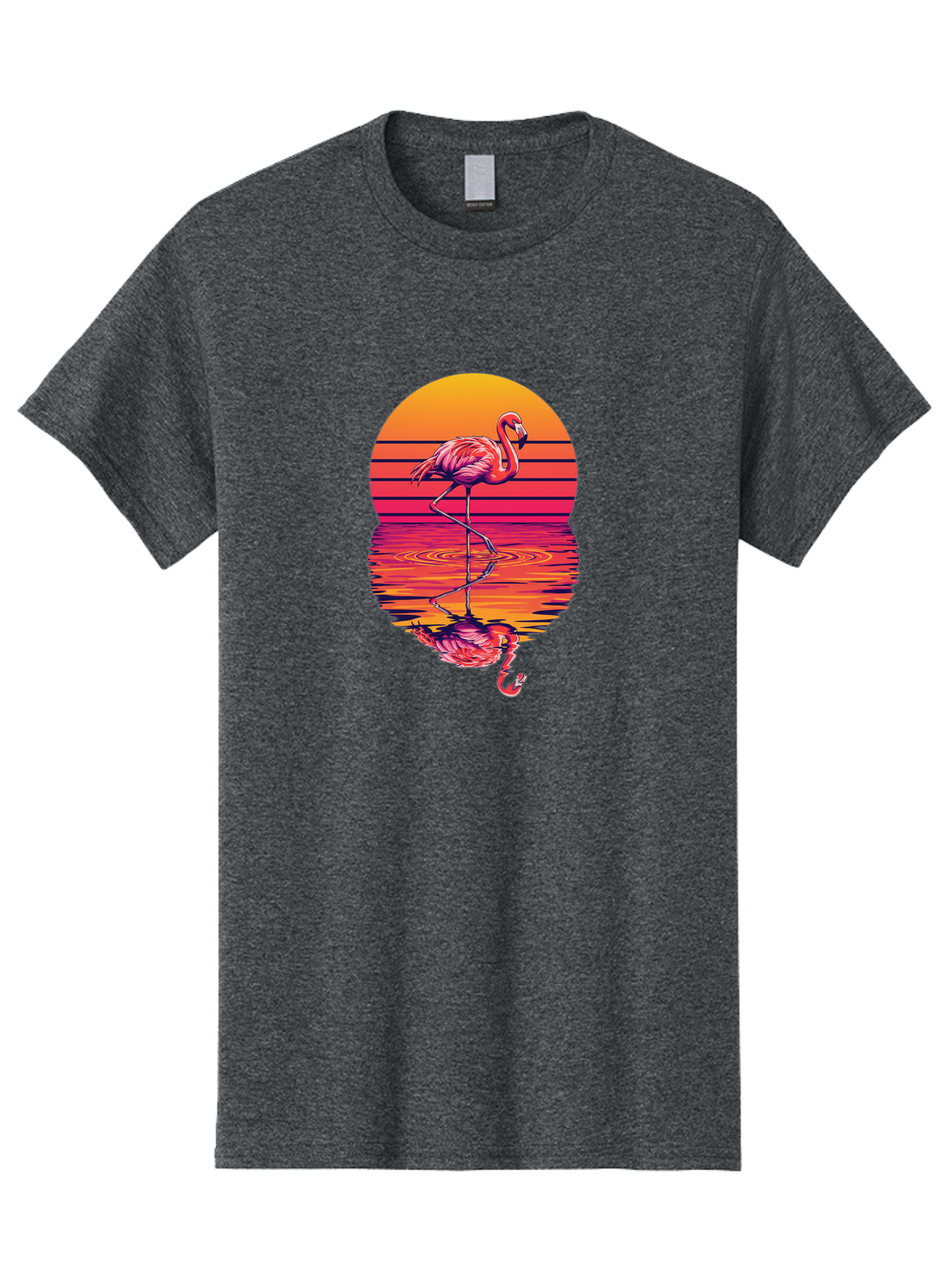 Flamingo-Sunset Men'S Graphic Tee, 100% Cotton, Comfortable Casual Summer Wear, Machine Washable, Vintage Camera, Old Camera, Antique Camera, Black Camera, Classic Photography, Photography Equipment, Nostalgic Device, Film Camera, Camera Art Bai850