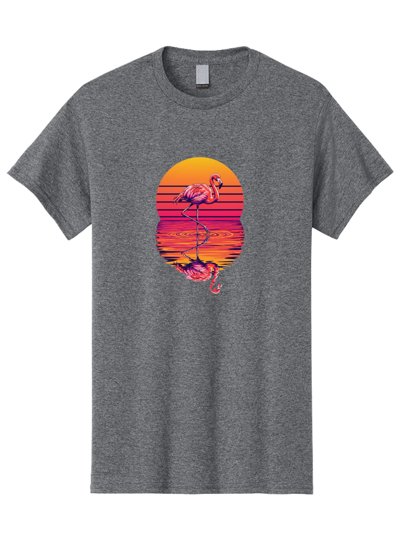 Flamingo-Sunset Men'S Graphic Tee, 100% Cotton, Comfortable Casual Summer Wear, Machine Washable, Vintage Camera, Old Camera, Antique Camera, Black Camera, Classic Photography, Photography Equipment, Nostalgic Device, Film Camera, Camera Art Bai850