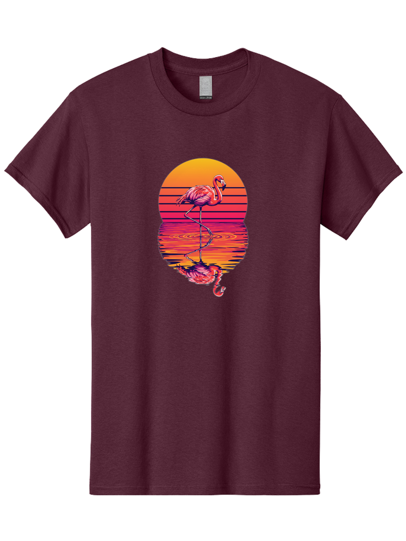 Flamingo-Sunset Men'S Graphic Tee, 100% Cotton, Comfortable Casual Summer Wear, Machine Washable, Vintage Camera, Old Camera, Antique Camera, Black Camera, Classic Photography, Photography Equipment, Nostalgic Device, Film Camera, Camera Art Bai850