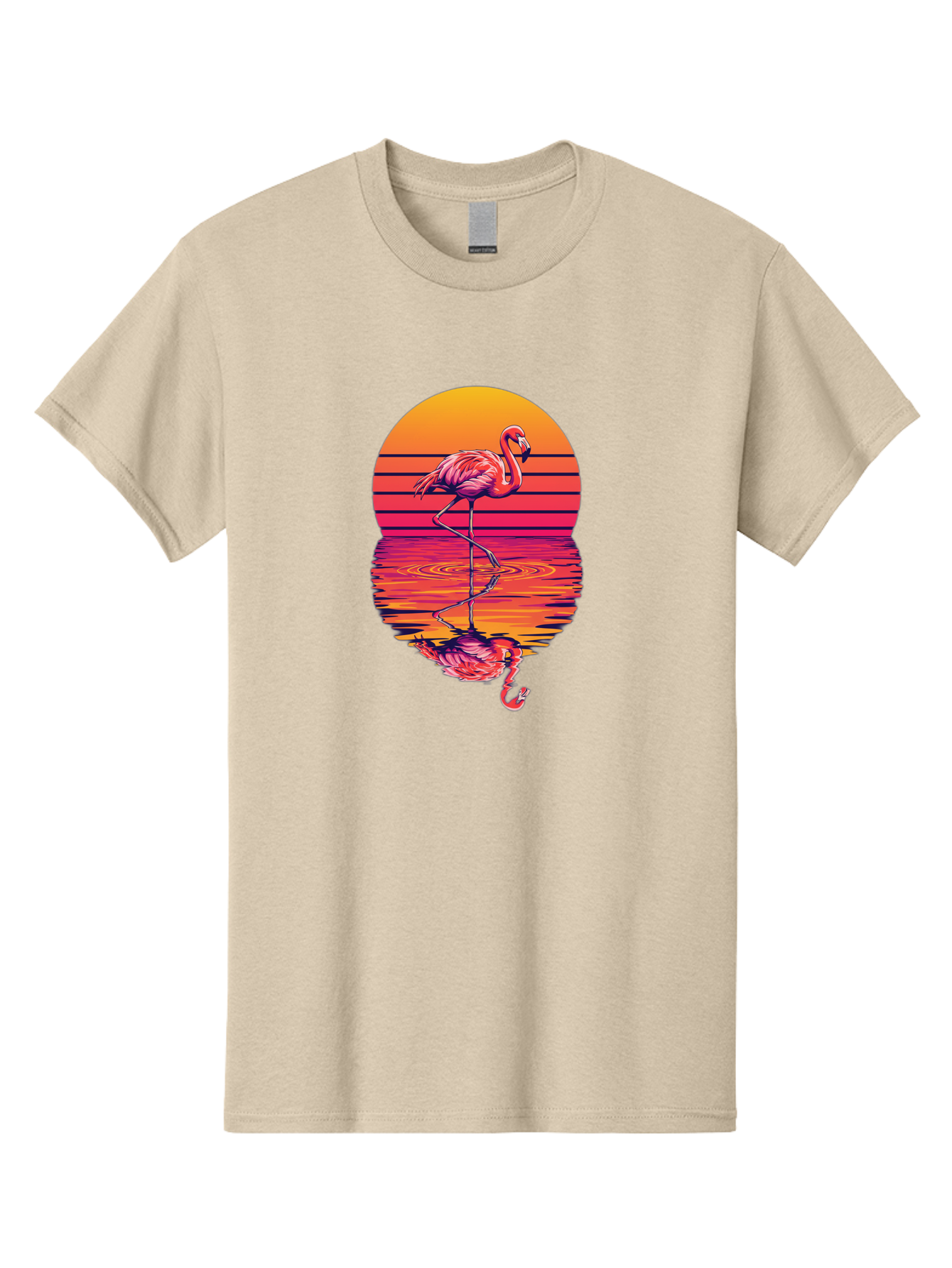 Flamingo-Sunset Men'S Graphic Tee, 100% Cotton, Comfortable Casual Summer Wear, Machine Washable, Vintage Camera, Old Camera, Antique Camera, Black Camera, Classic Photography, Photography Equipment, Nostalgic Device, Film Camera, Camera Art Bai850