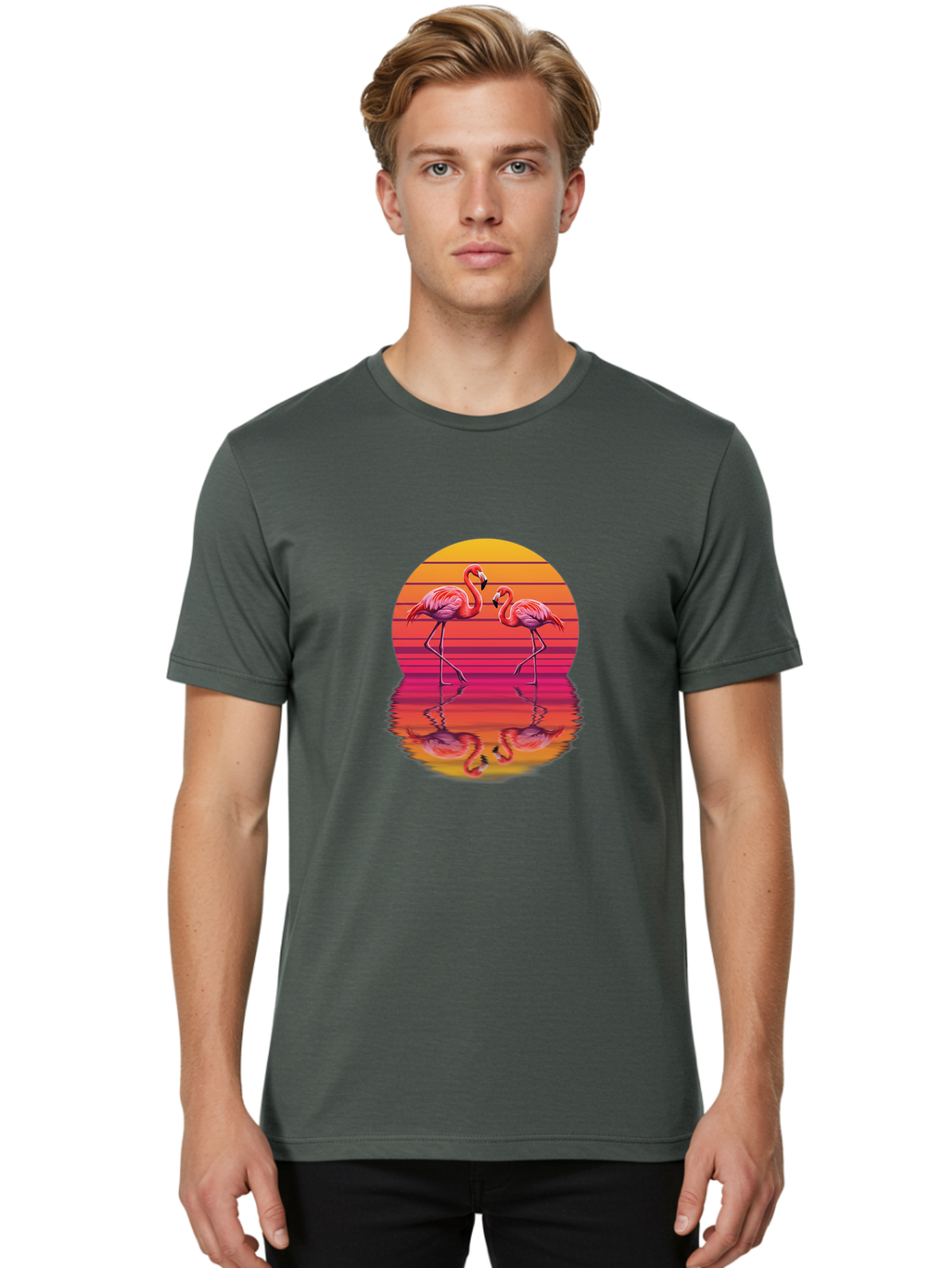 Flamingos-1 Men'S Graphic Tee, 100% Cotton, Comfortable Casual Summer Wear, Machine Washable, Vintage Camera, Old Camera, Antique Camera, Black Camera, Classic Photography, Photography Equipment, Nostalgic Device, Film Camera, Camera Art Bai852