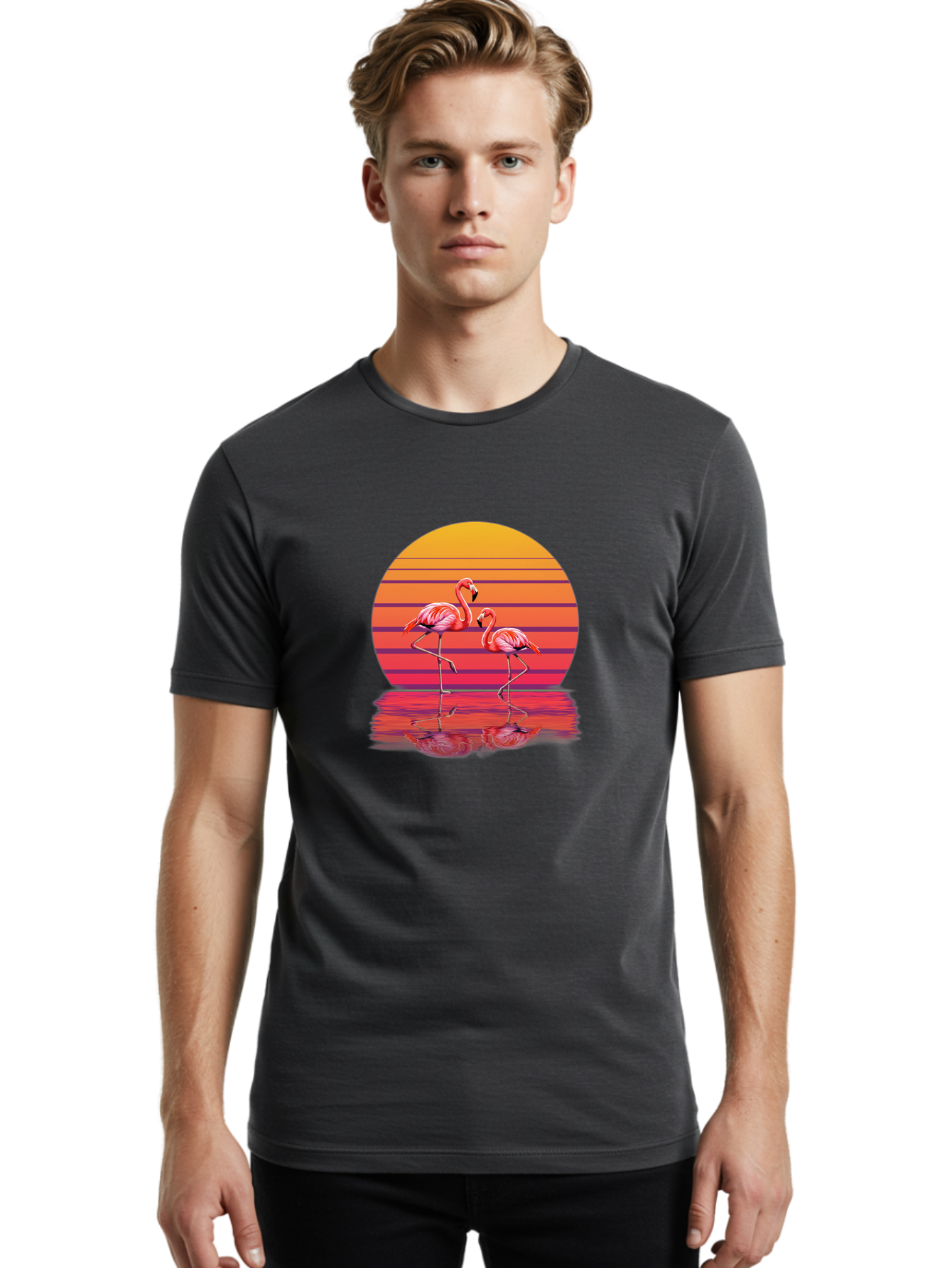 Flamingos-3 Men'S Graphic Tee, 100% Cotton, Comfortable Casual Summer Wear, Machine Washable, Vintage Camera, Old Camera, Antique Camera, Black Camera, Classic Photography, Photography Equipment, Nostalgic Device, Film Camera, Camera Art Bai854