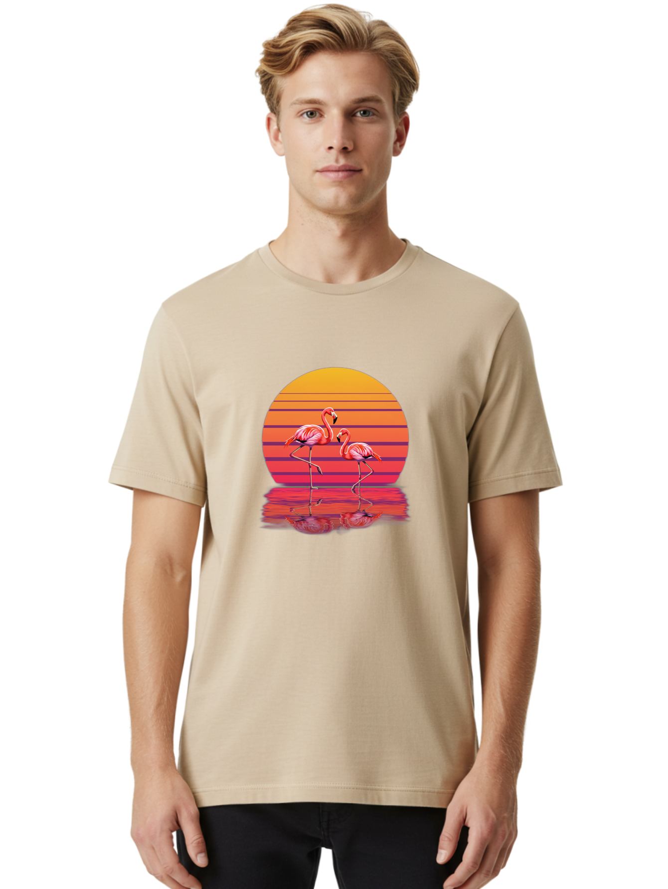 Flamingos-3 Men'S Graphic Tee, 100% Cotton, Comfortable Casual Summer Wear, Machine Washable, Vintage Camera, Old Camera, Antique Camera, Black Camera, Classic Photography, Photography Equipment, Nostalgic Device, Film Camera, Camera Art Bai854