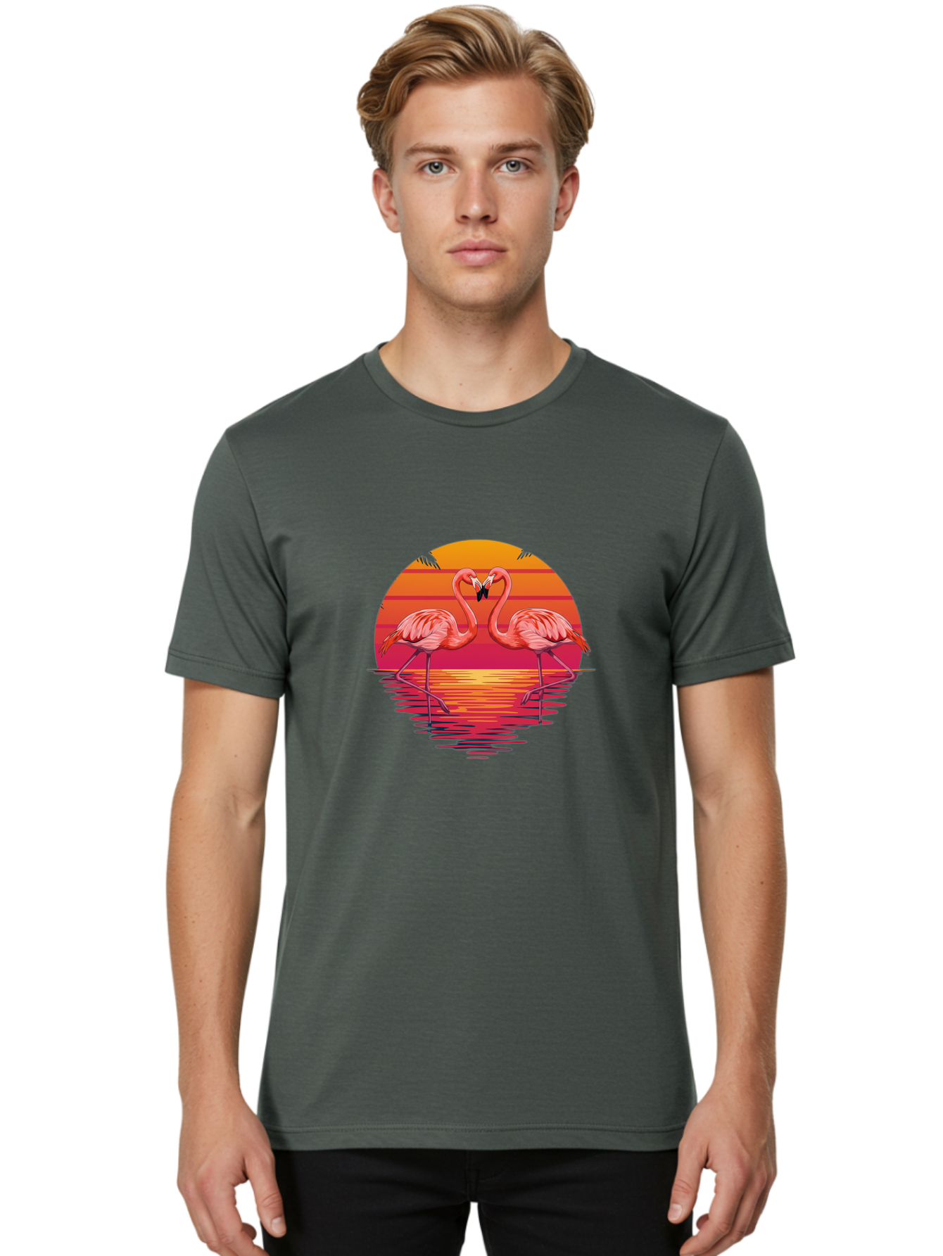 Flamingos-4 Men'S Graphic Tee, 100% Cotton, Comfortable Casual Summer Wear, Machine Washable, Vintage Camera, Old Camera, Antique Camera, Black Camera, Classic Photography, Photography Equipment, Nostalgic Device, Film Camera, Camera Art Bai855
