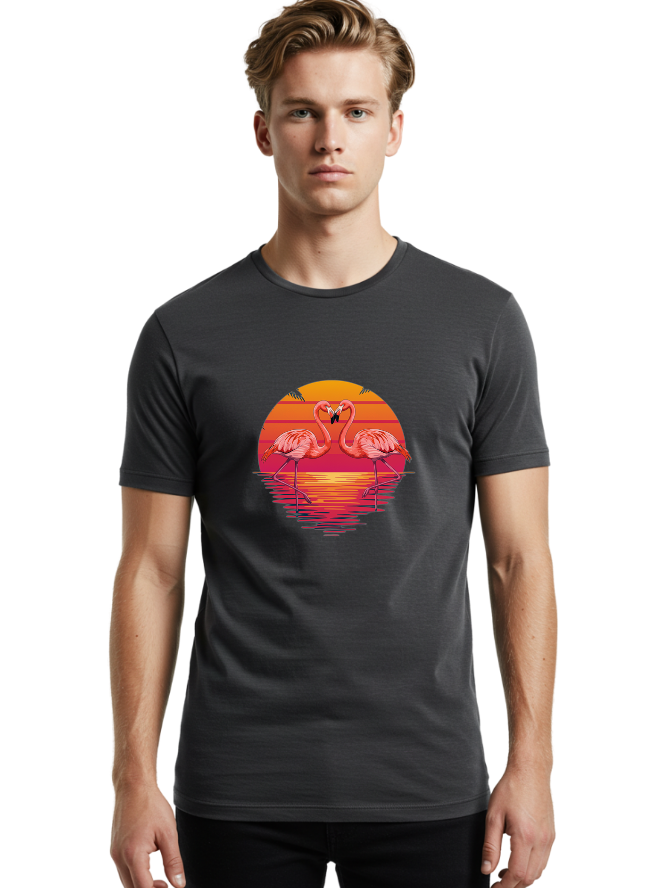 Flamingos-4 Men'S Graphic Tee, 100% Cotton, Comfortable Casual Summer Wear, Machine Washable, Vintage Camera, Old Camera, Antique Camera, Black Camera, Classic Photography, Photography Equipment, Nostalgic Device, Film Camera, Camera Art Bai855