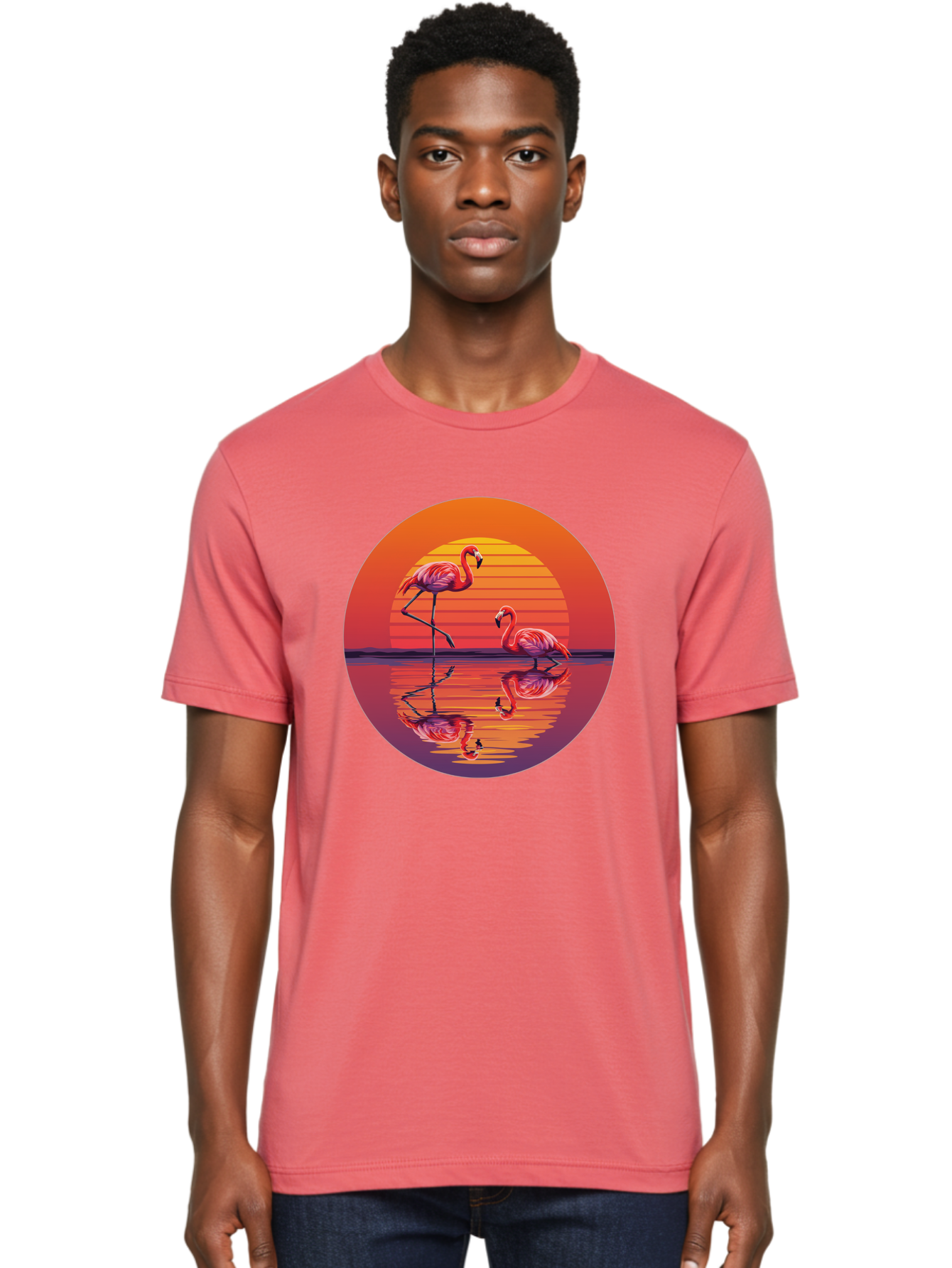 Flamingos-At-Sunset-1 Men'S Graphic Tee, 100% Cotton, Comfortable Casual Summer Wear, Machine Washable, Vintage Camera, Old Camera, Antique Camera, Black Camera, Classic Photography, Photography Equipment, Nostalgic Device, Film Camera, Bai856
